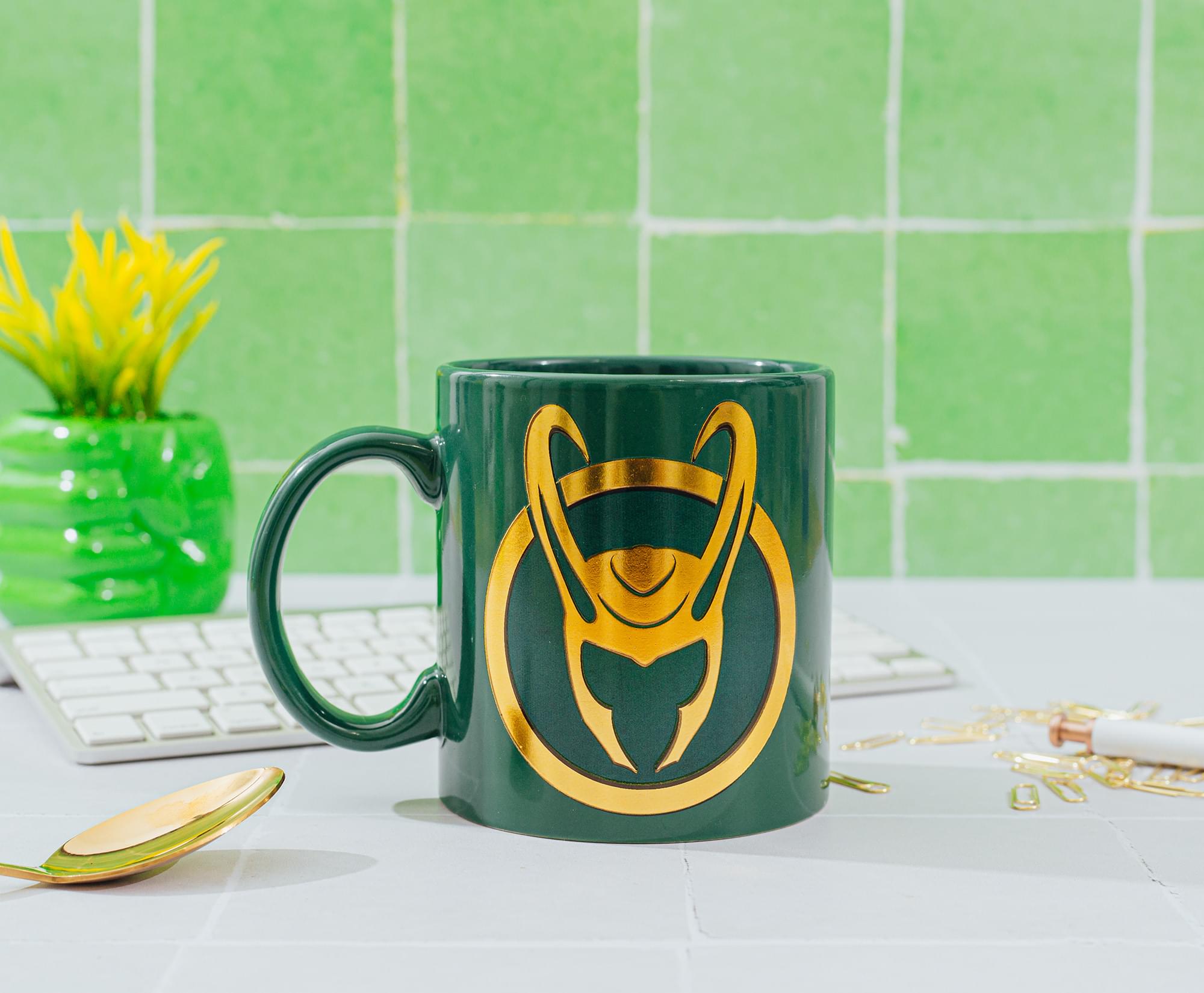 Loki-Inspired Foil Embossed Ceramic Mug - 20 Oz