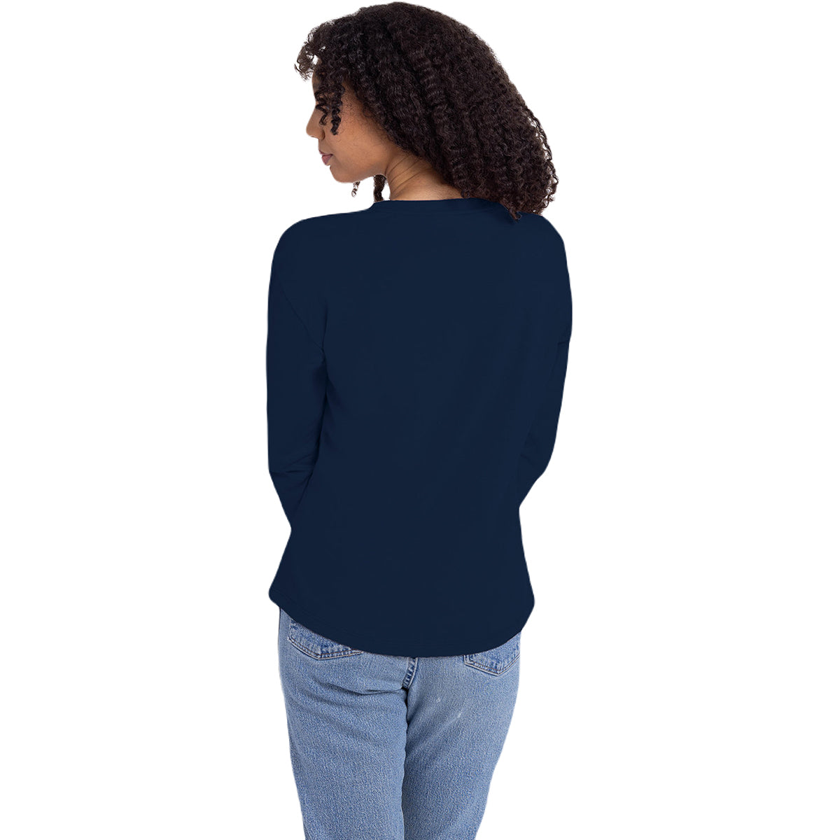 Next Level Apparel Women's Cozy Midnight Navy Long Sleeve T-Shirt
