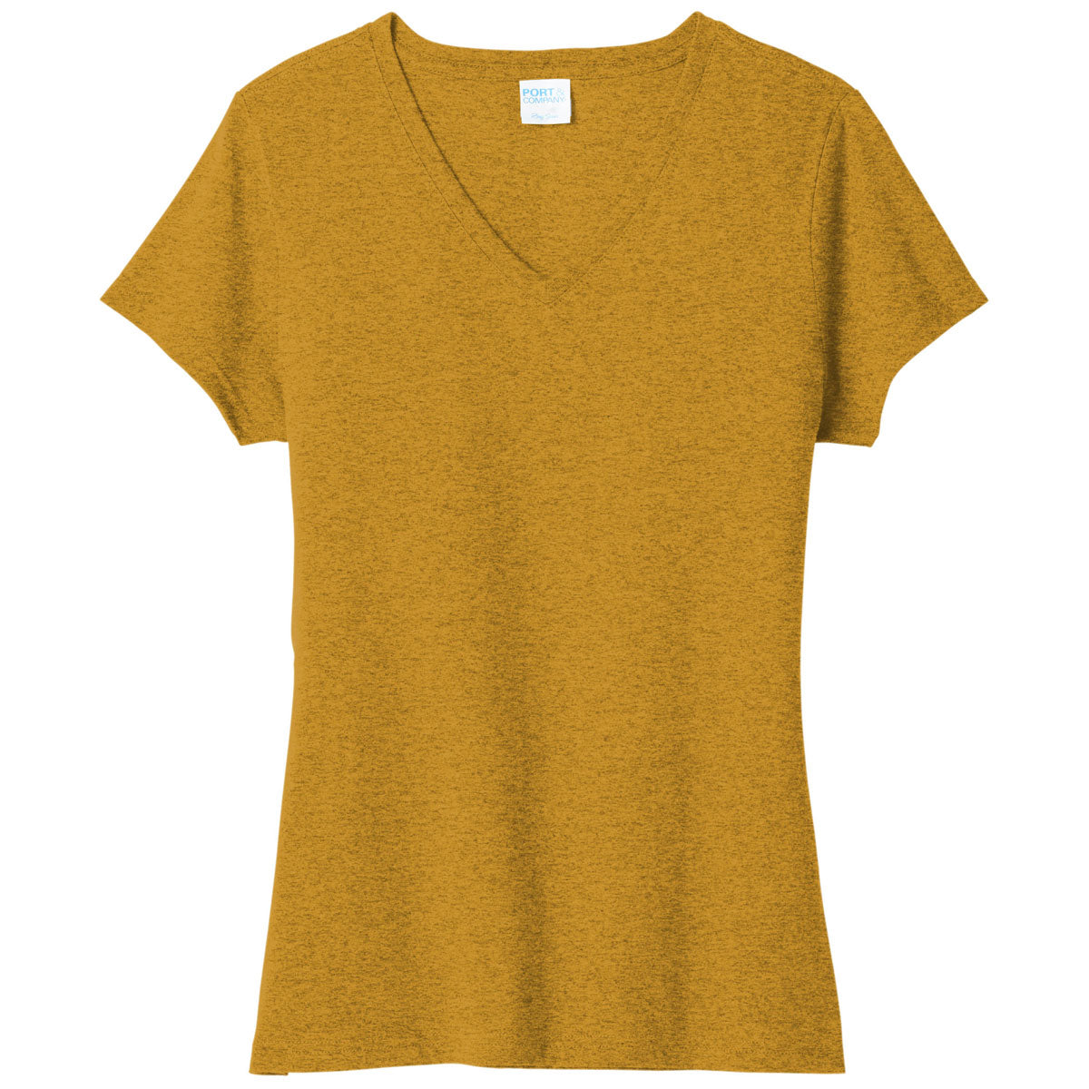 Port & Company Women's Tri-Blend V-Neck Tee - Ochre Yellow Heather
