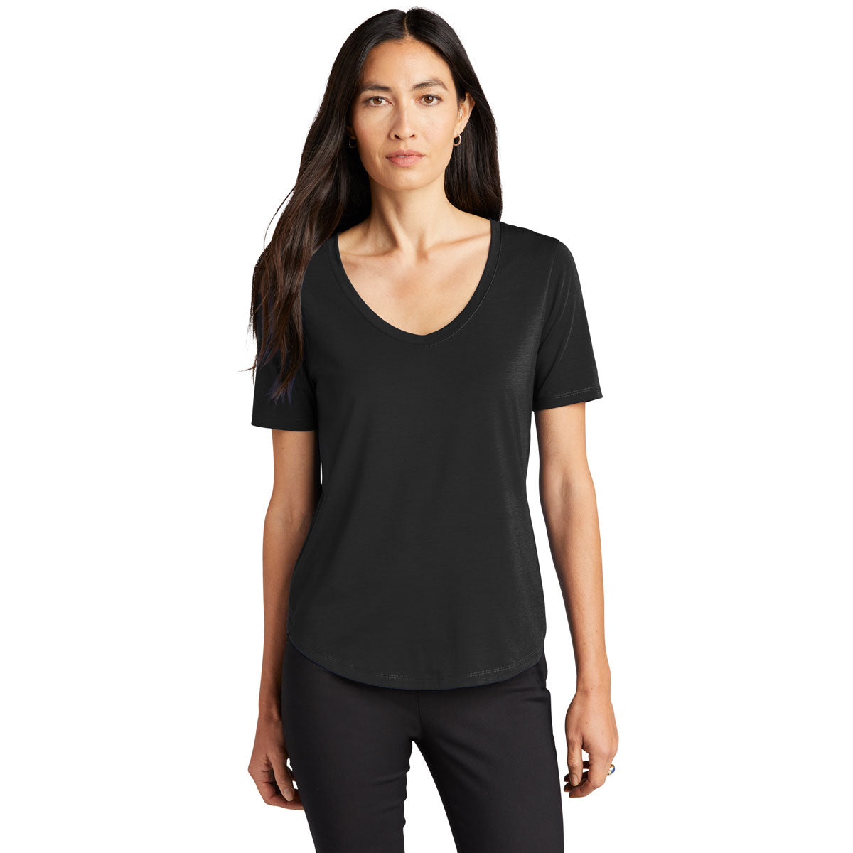 Mercer+Mettle Women's Stylish Deep Black Stretch Scoop Tee
