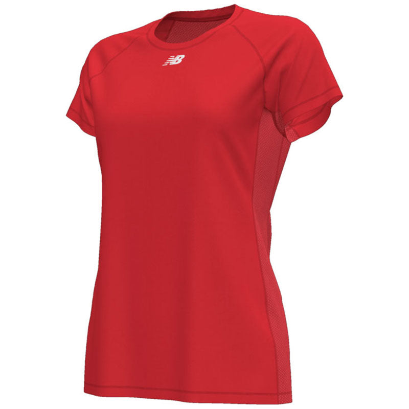 New Balance Women's Team Red Raglan Tech Tee - Your Team's Pride in Style
