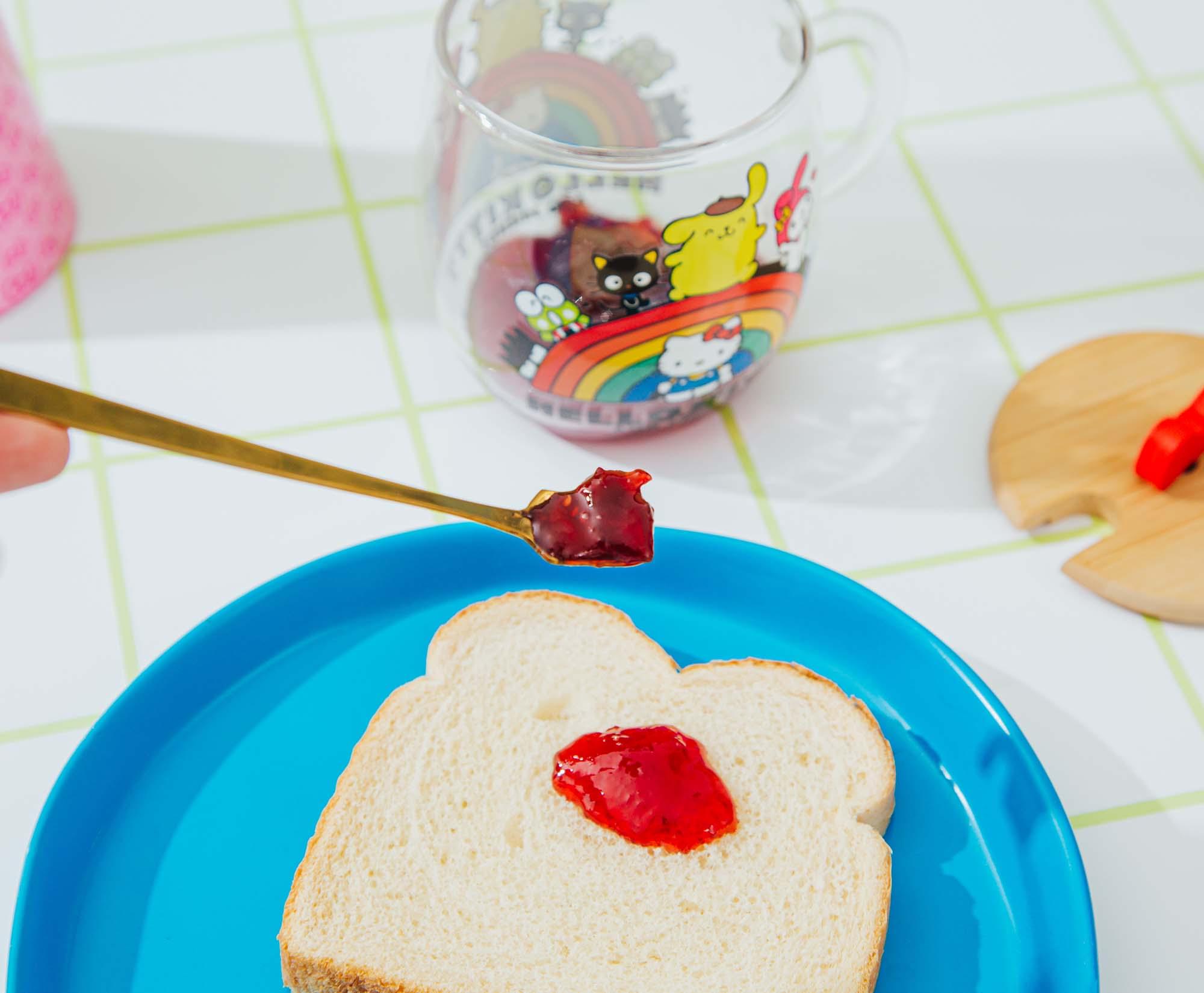 Sanrio Hello Kitty and Friends Rainbow Delight Glass Mug with Lid and Spoon