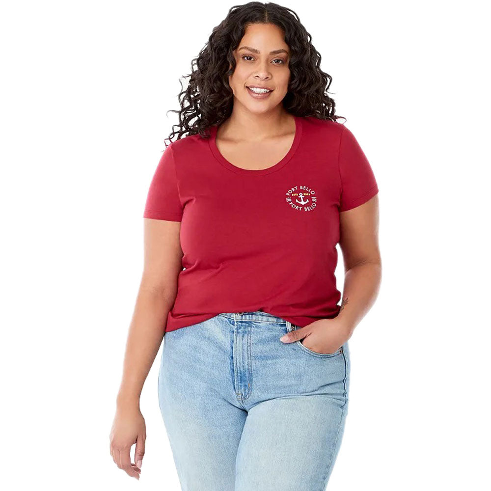Elevate Women's Stylish Red Vintage Eco Short Sleeve Tee