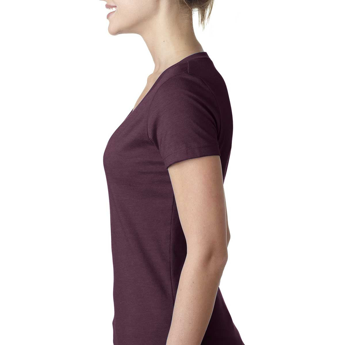 Elevate Your Style with Next Level Women's Plum CVC Deep V Tee