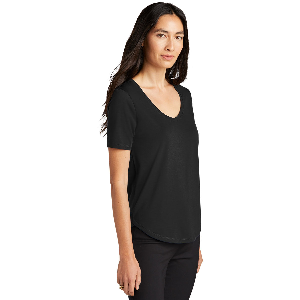 Mercer+Mettle Women's Stylish Deep Black Stretch Scoop Tee