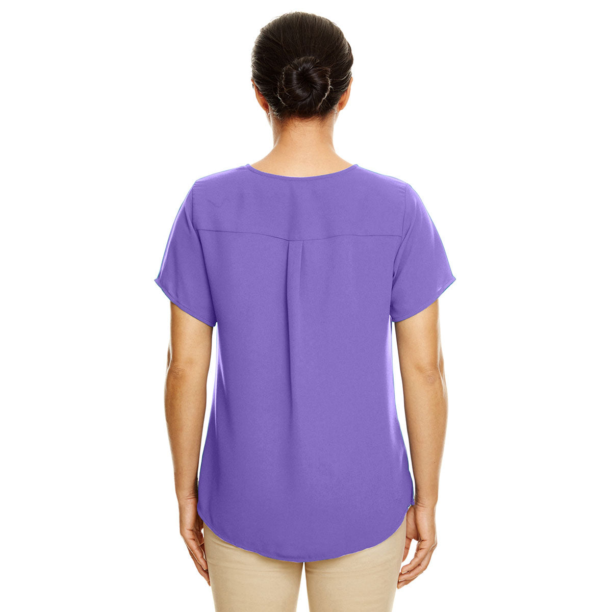 Devon & Jones Women's Embroiderable Grape-Print Perfect Fit Short-Sleeve Crepe Blouse
