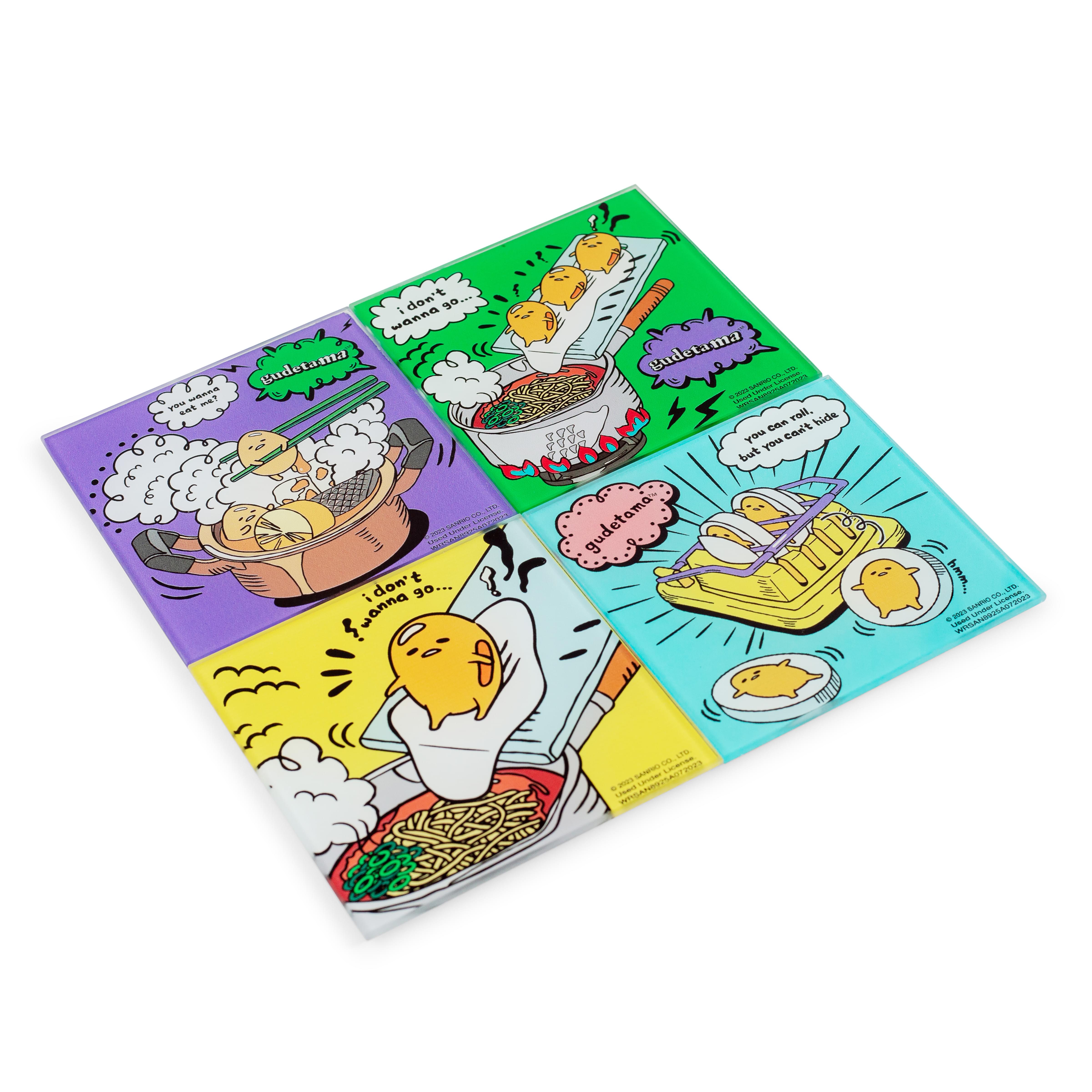 Sanrio Gudetama Glass Coasters - 4-Piece Set