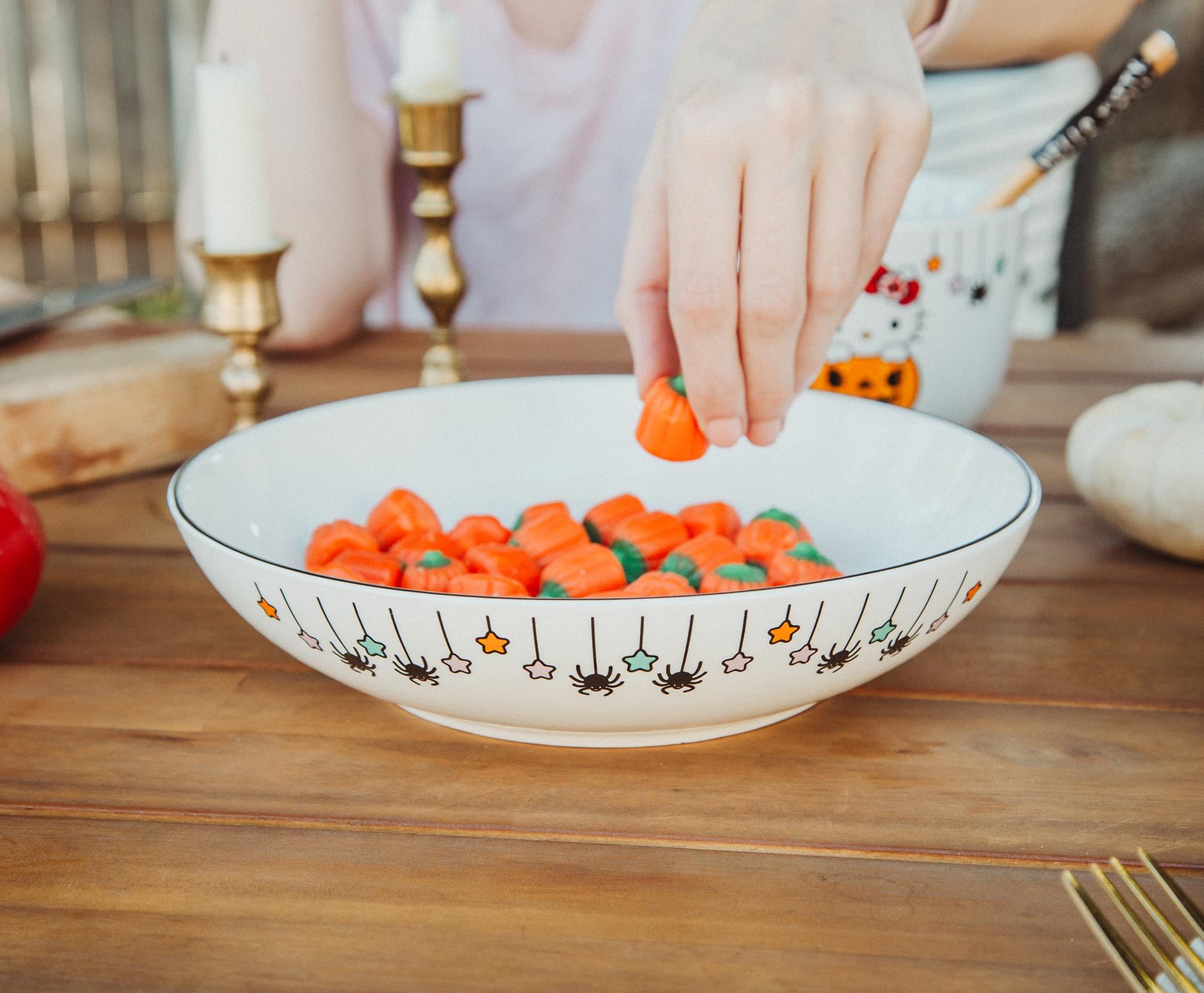 Sanrio's Enchanting Hello Kitty Pumpkin Boo 9-Inch Ceramic Dinner Bowl