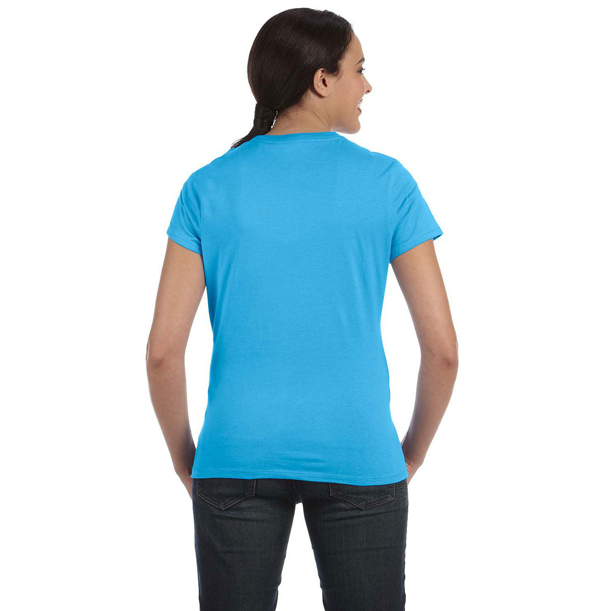 Hanes Women's Stunning Aquatic Blue 4.5 oz. 100% Ringspun Cotton nano-T T-Shirt