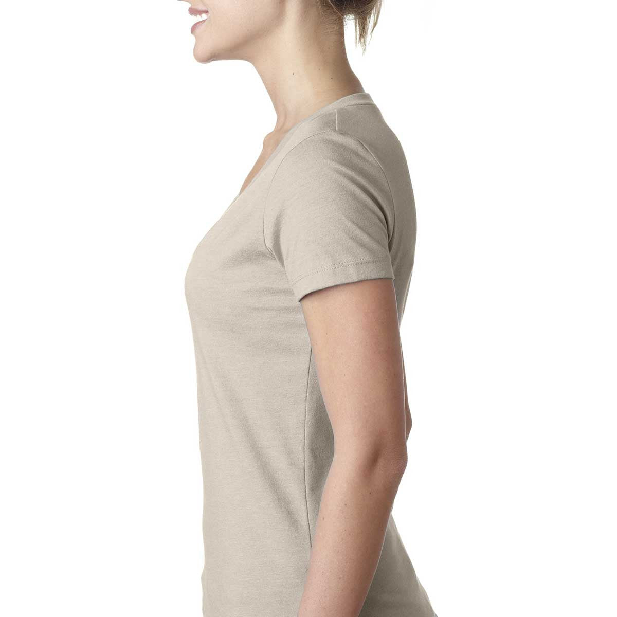 Elevate Your Style with Next Level Women's Sand CVC Deep V Tee