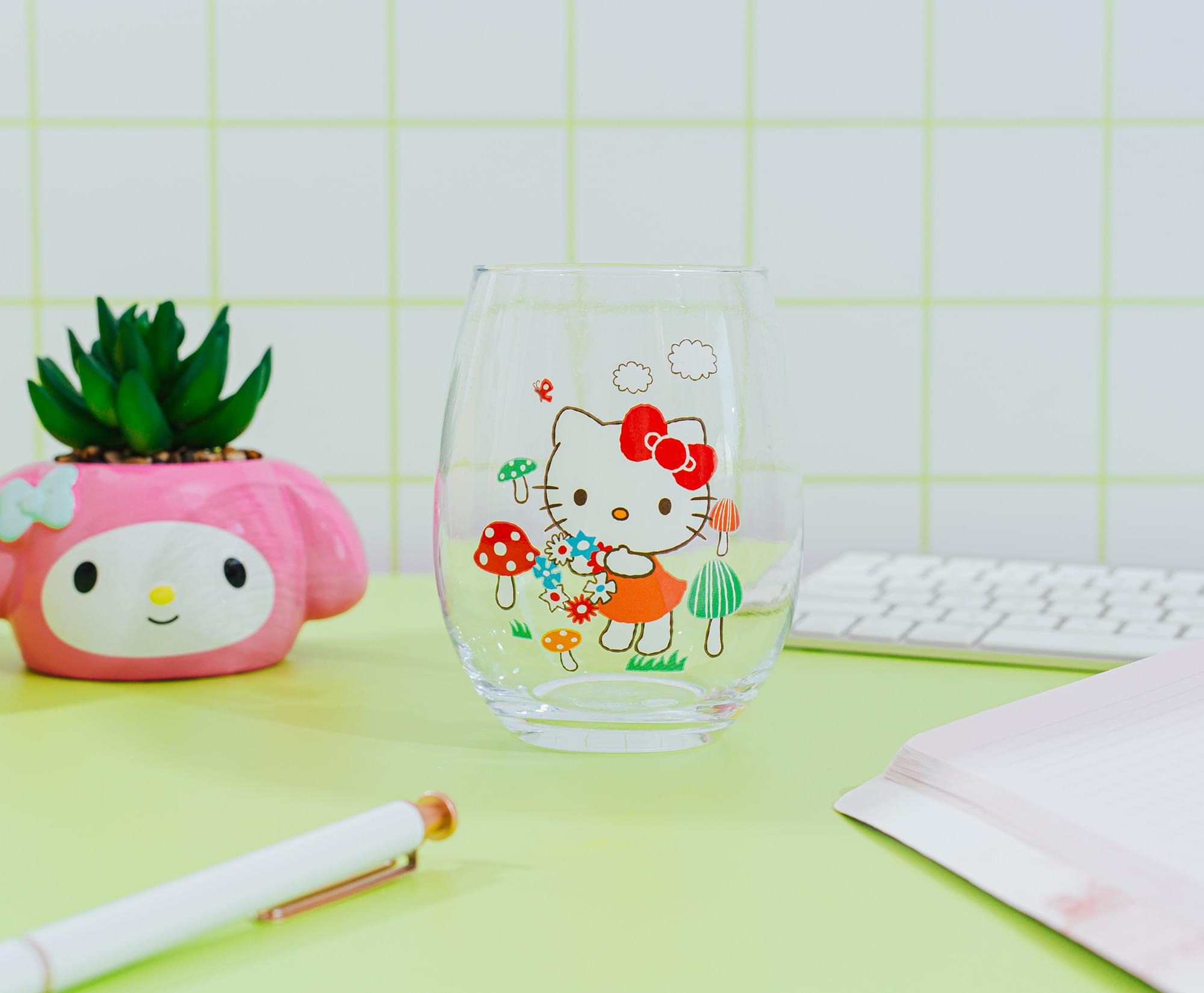 Sanrio Hello Kitty Mushroom-Inspired Stemless 20-Ounce Wine Glass