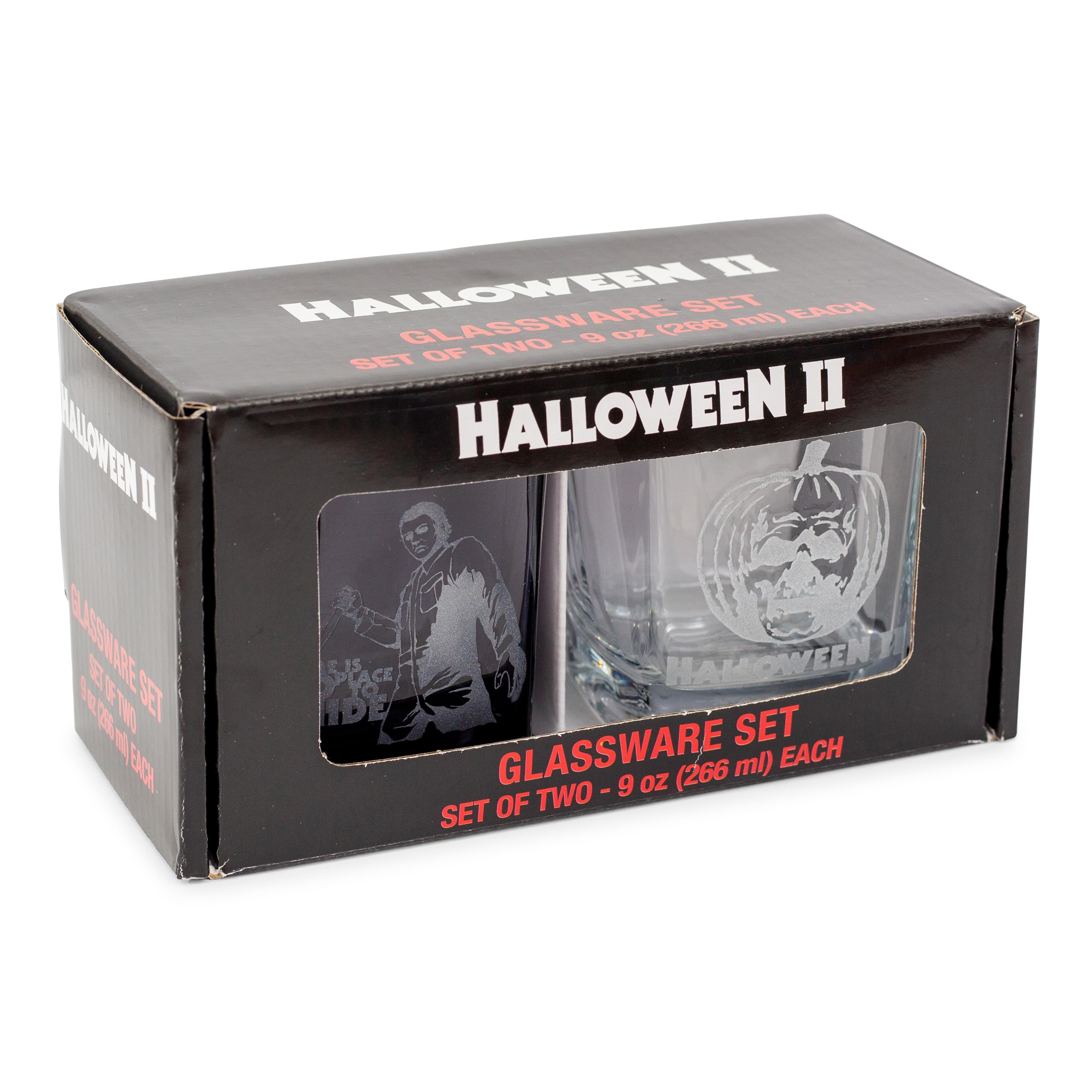 Halloween II Michael Myers 9 - Ounce Spine - Chilling Etched Rocks Glasses Set of 2