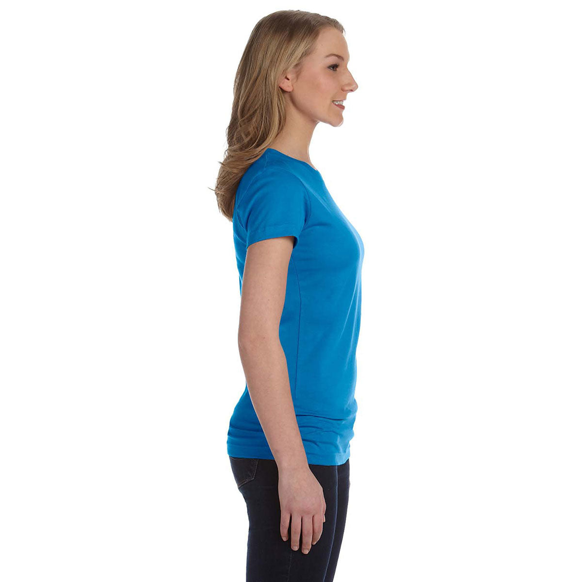 LAT Women's Cobalt Junior Fit Customizable Fine Jersey T-Shirt
