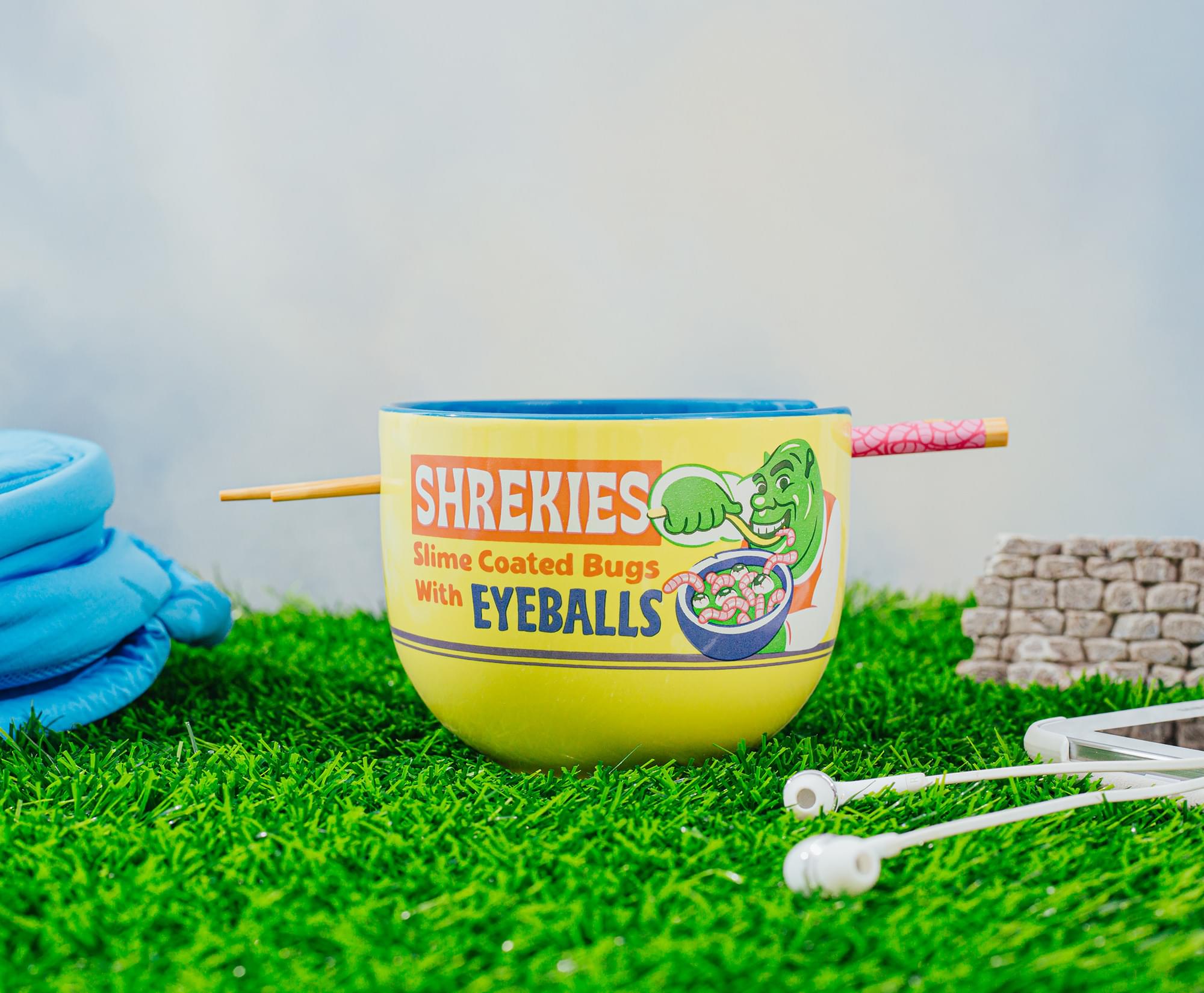 Shrek-Inspired Ramen Bowl & Chopstick Set with Shrekies Eyeballs Design