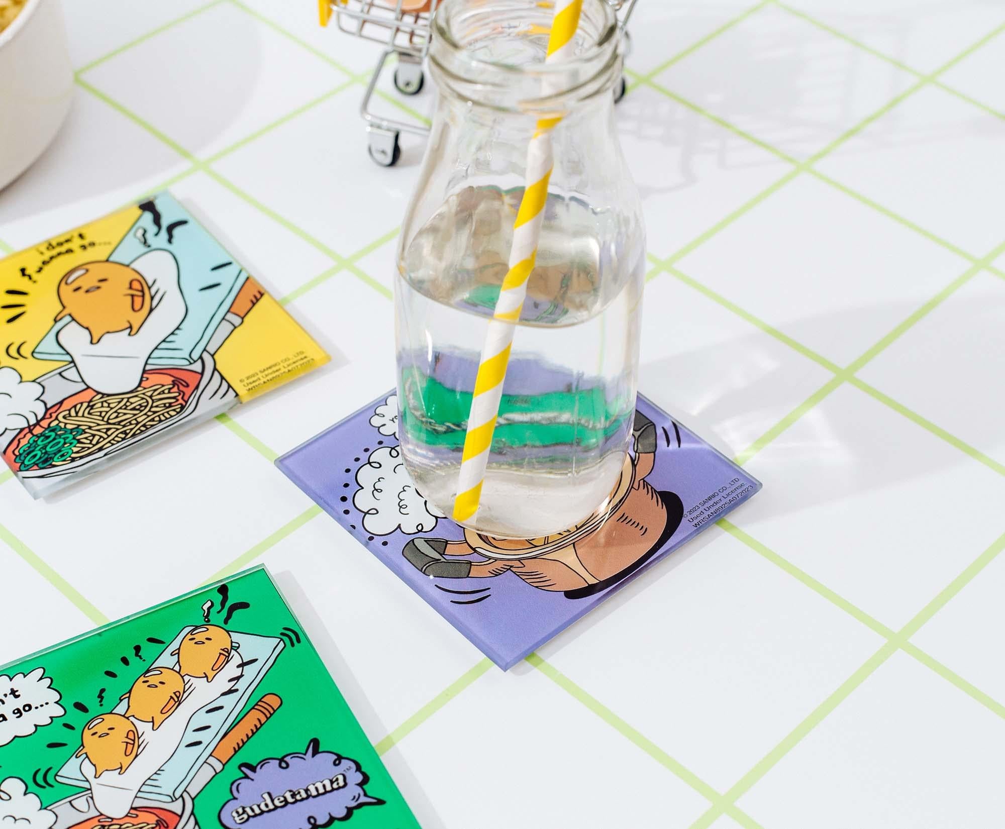 Sanrio Gudetama Glass Coasters - 4-Piece Set