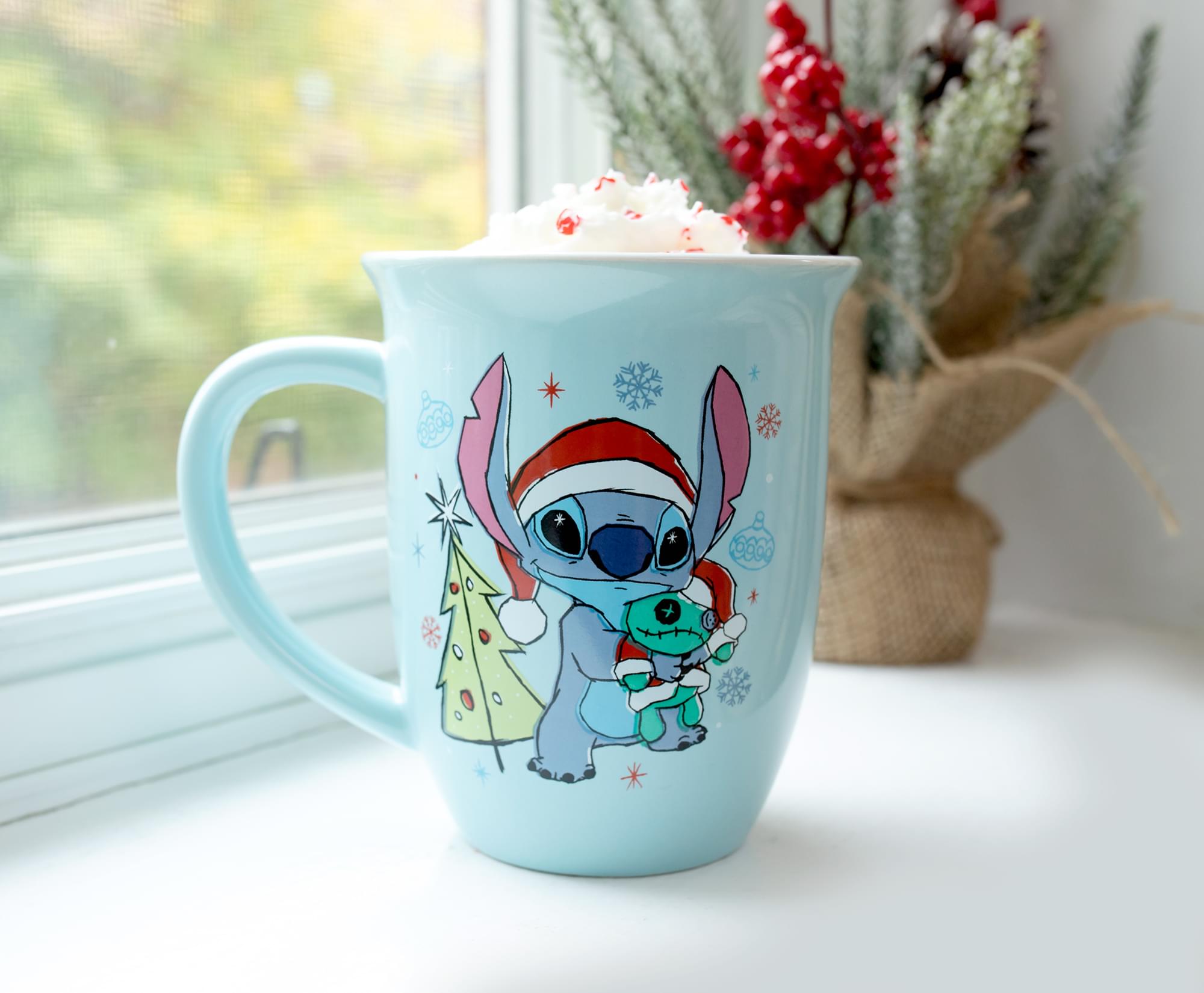 Disney Lilo & Stitch Christmas Ceramic Mug - 16 Ounces
