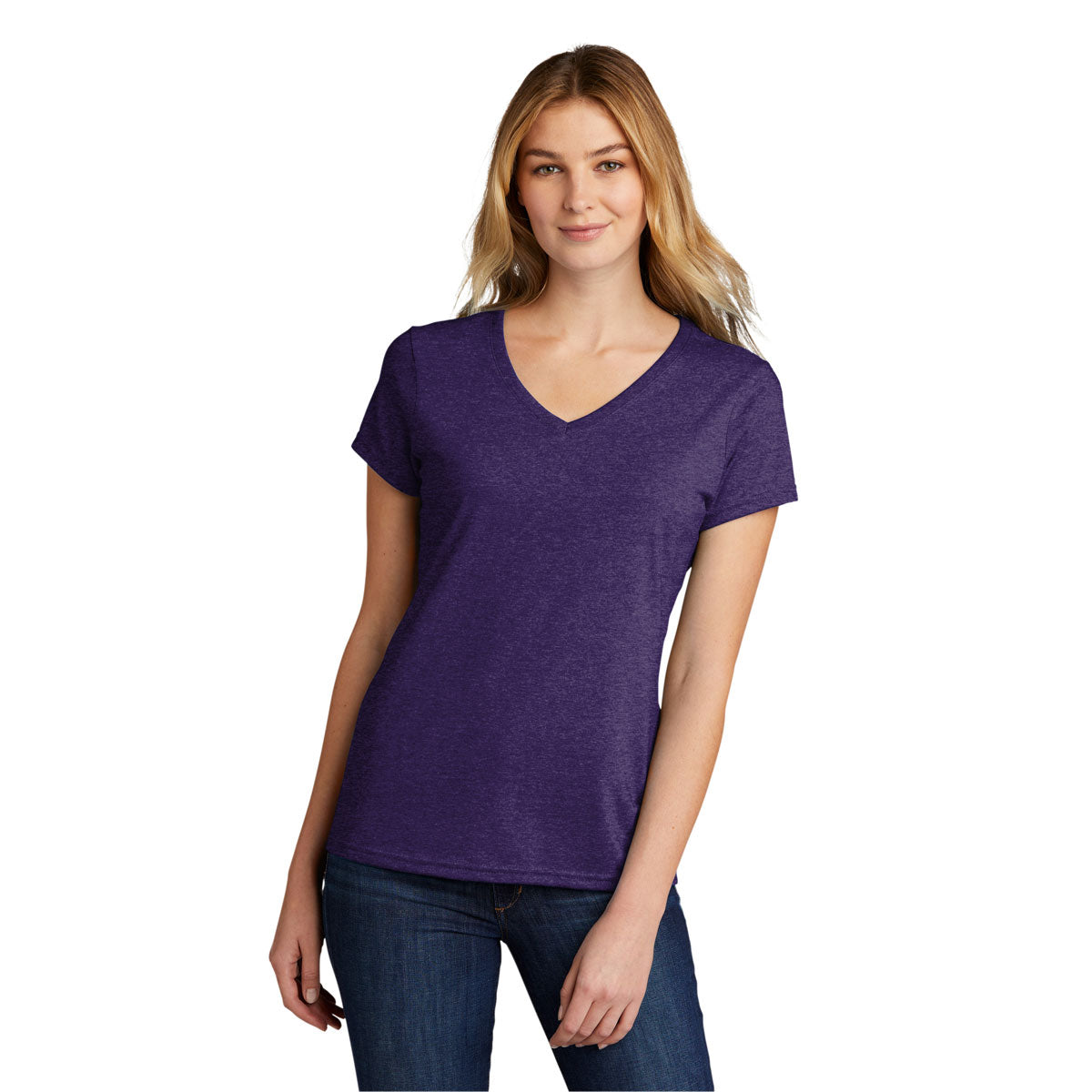 Port & Company Women's Purple Heather Tri-Blend V-Neck Team Tee