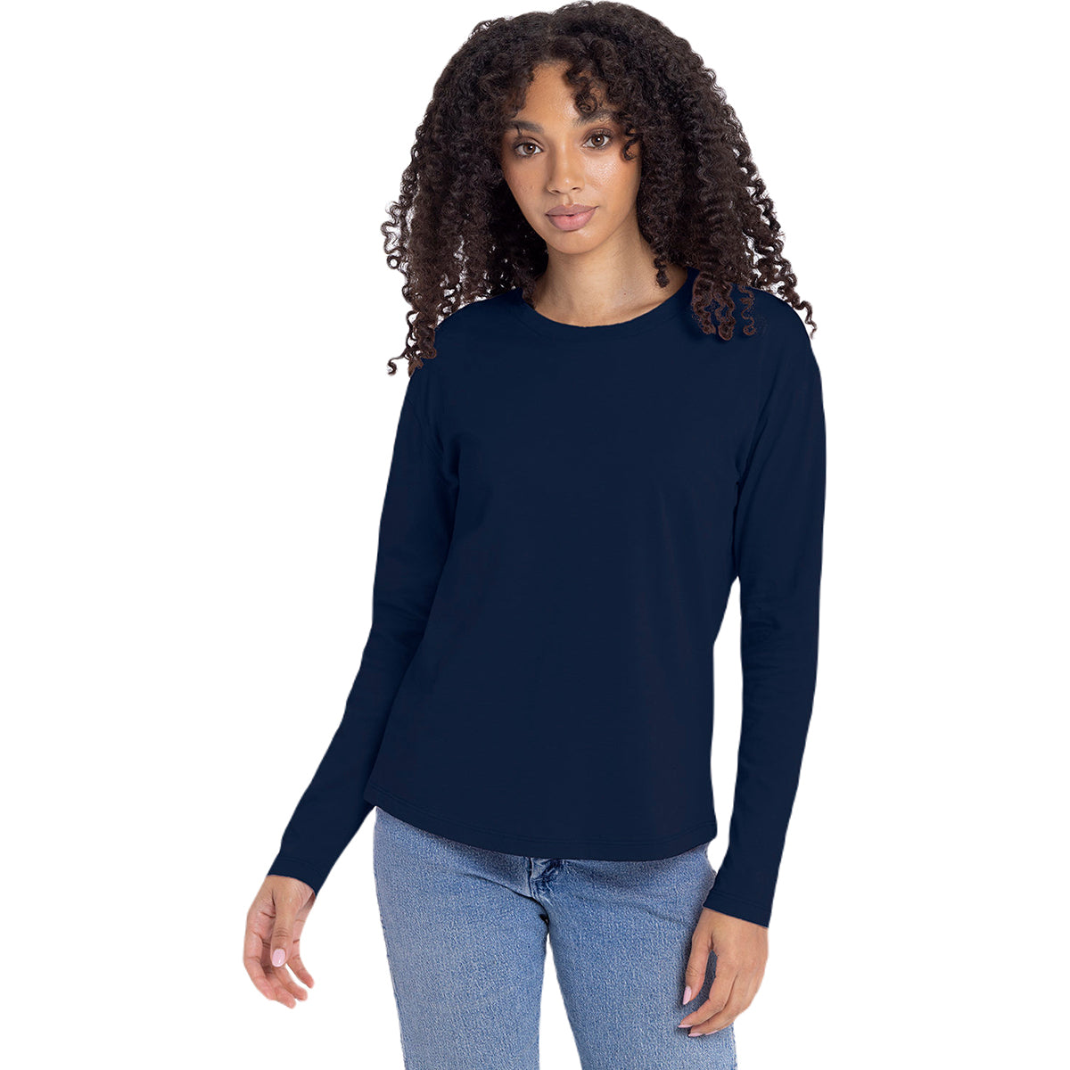 Next Level Apparel Women's Cozy Midnight Navy Long Sleeve T-Shirt