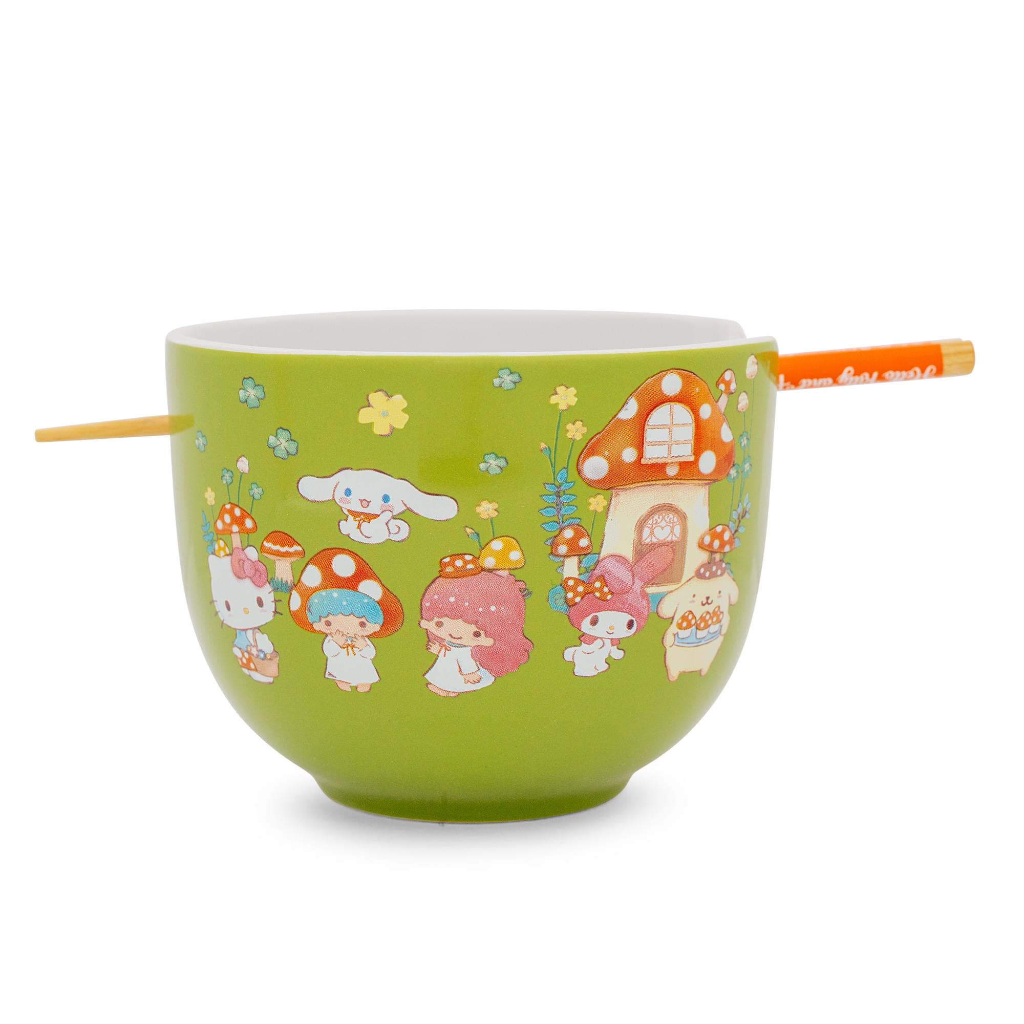 Sanrio's Enchanting Hello Kitty & Friends Mushroom Crew 20-Ounce Ceramic Ramen Bowl Set