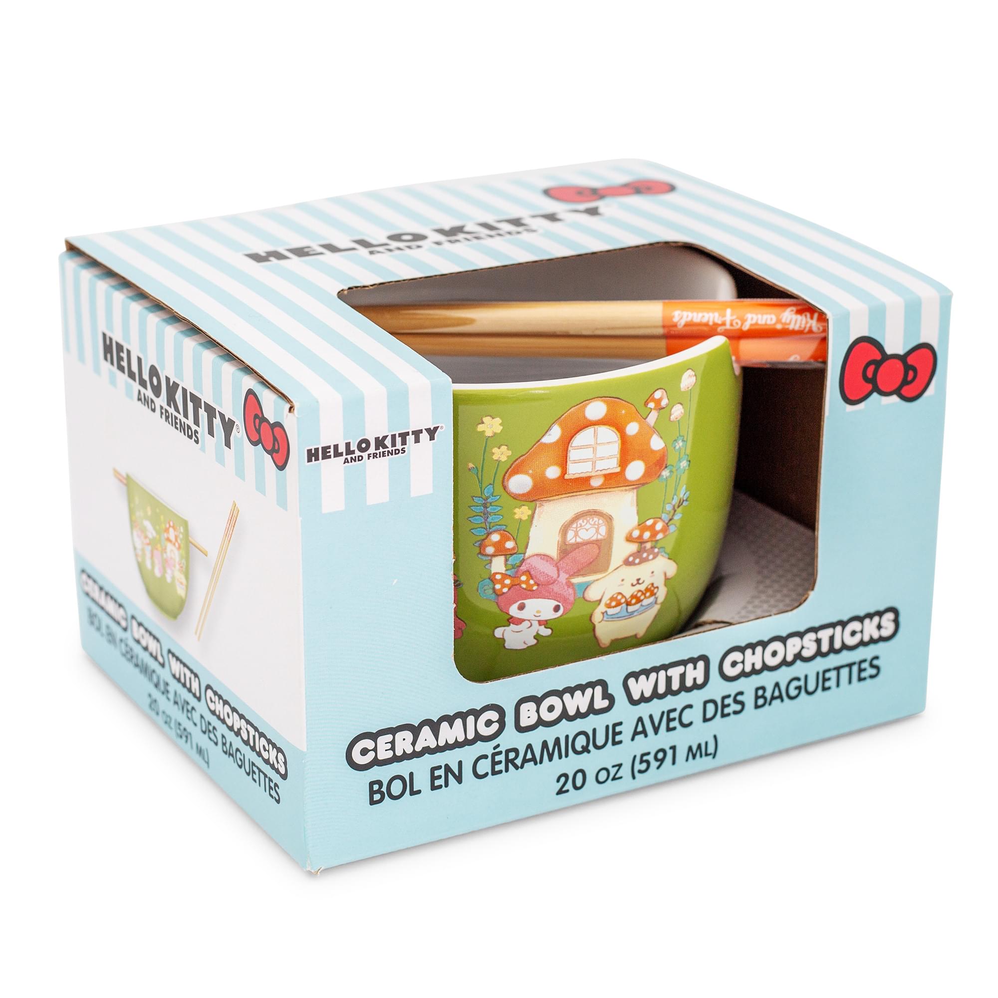 Sanrio's Enchanting Hello Kitty & Friends Mushroom Crew 20-Ounce Ceramic Ramen Bowl Set