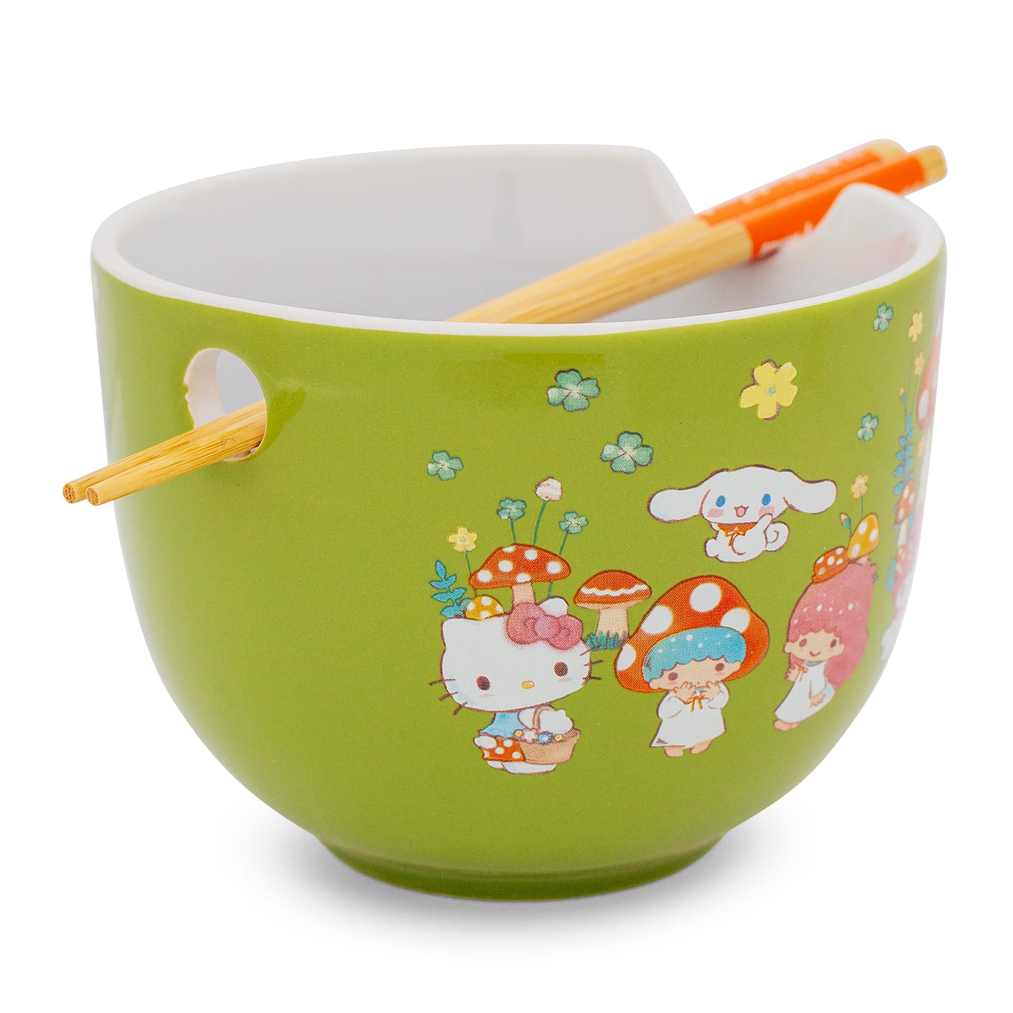 Sanrio's Enchanting Hello Kitty & Friends Mushroom Crew 20-Ounce Ceramic Ramen Bowl Set