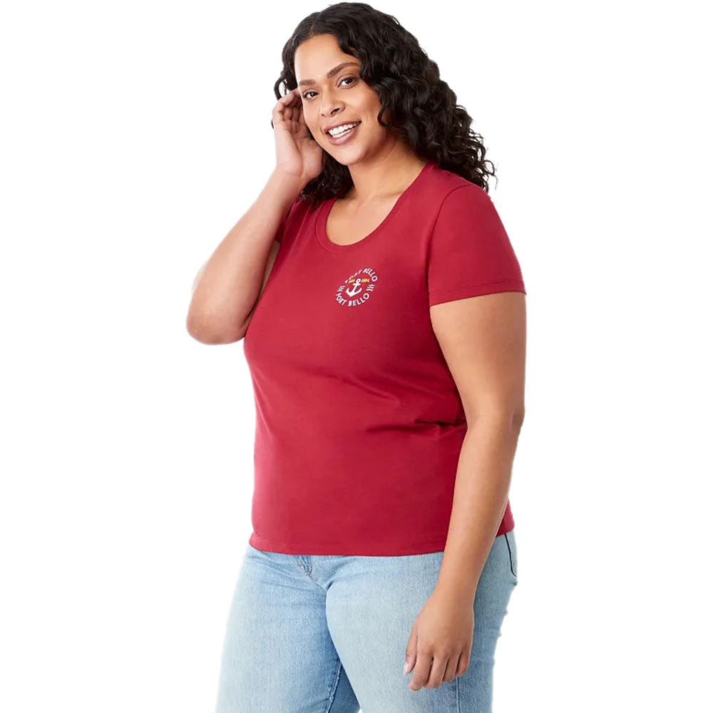 Elevate Women's Stylish Red Vintage Eco Short Sleeve Tee