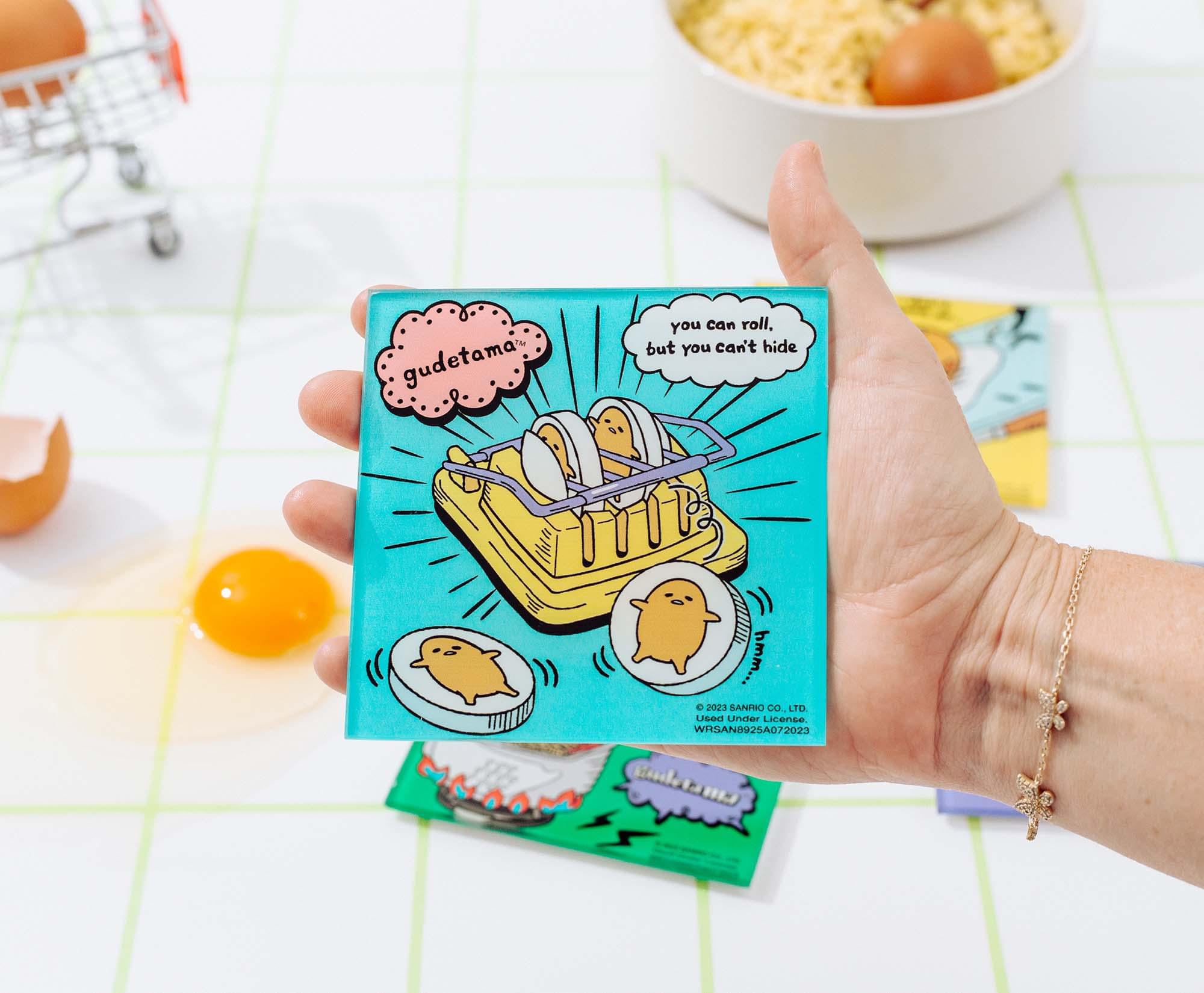 Sanrio Gudetama Glass Coasters - 4-Piece Set