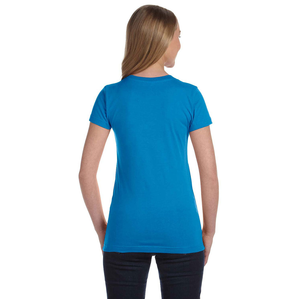 LAT Women's Cobalt Junior Fit Customizable Fine Jersey T-Shirt