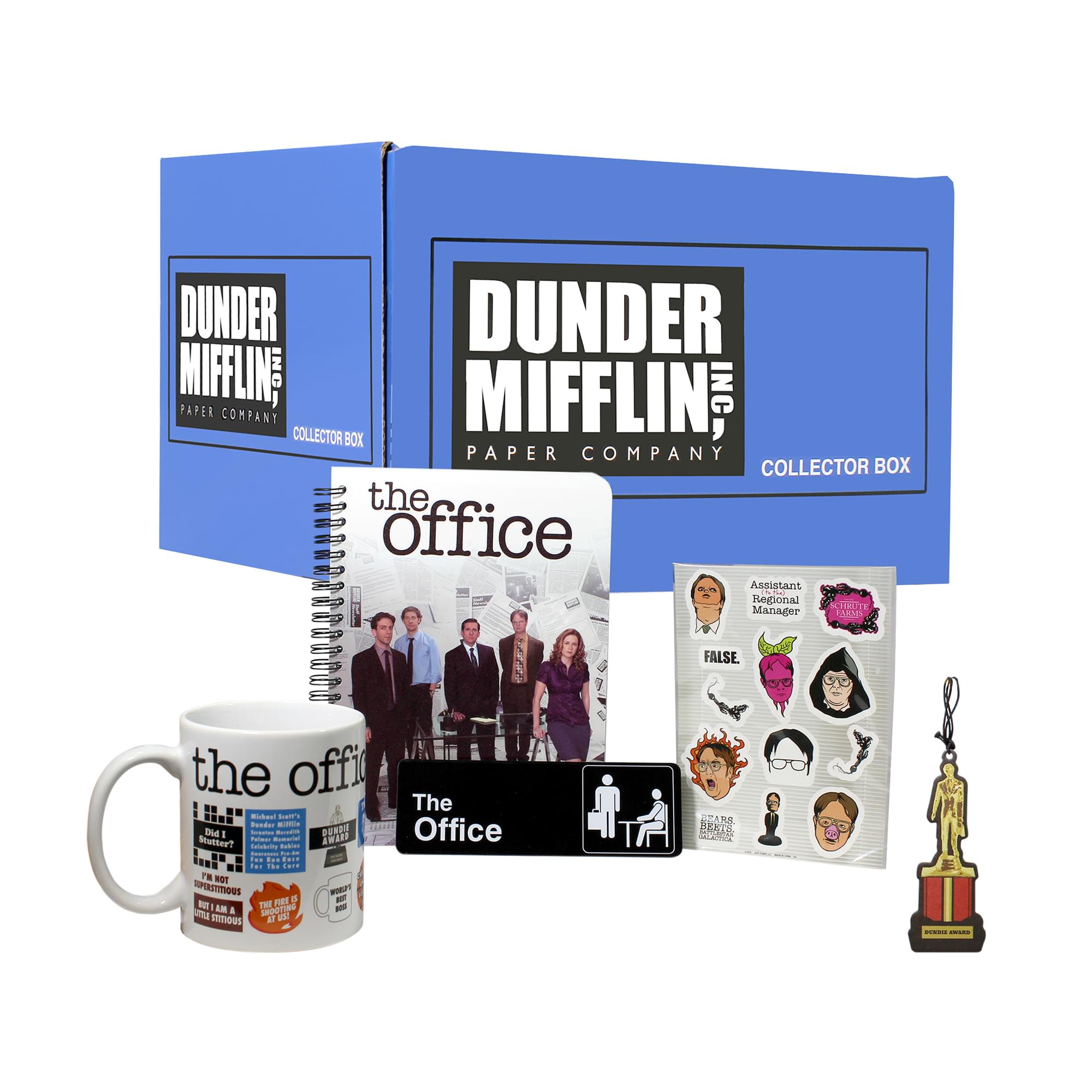 The Ultimate Office Memorabilia Collector Box: Mug, Journal, Air Freshener & Stickers
