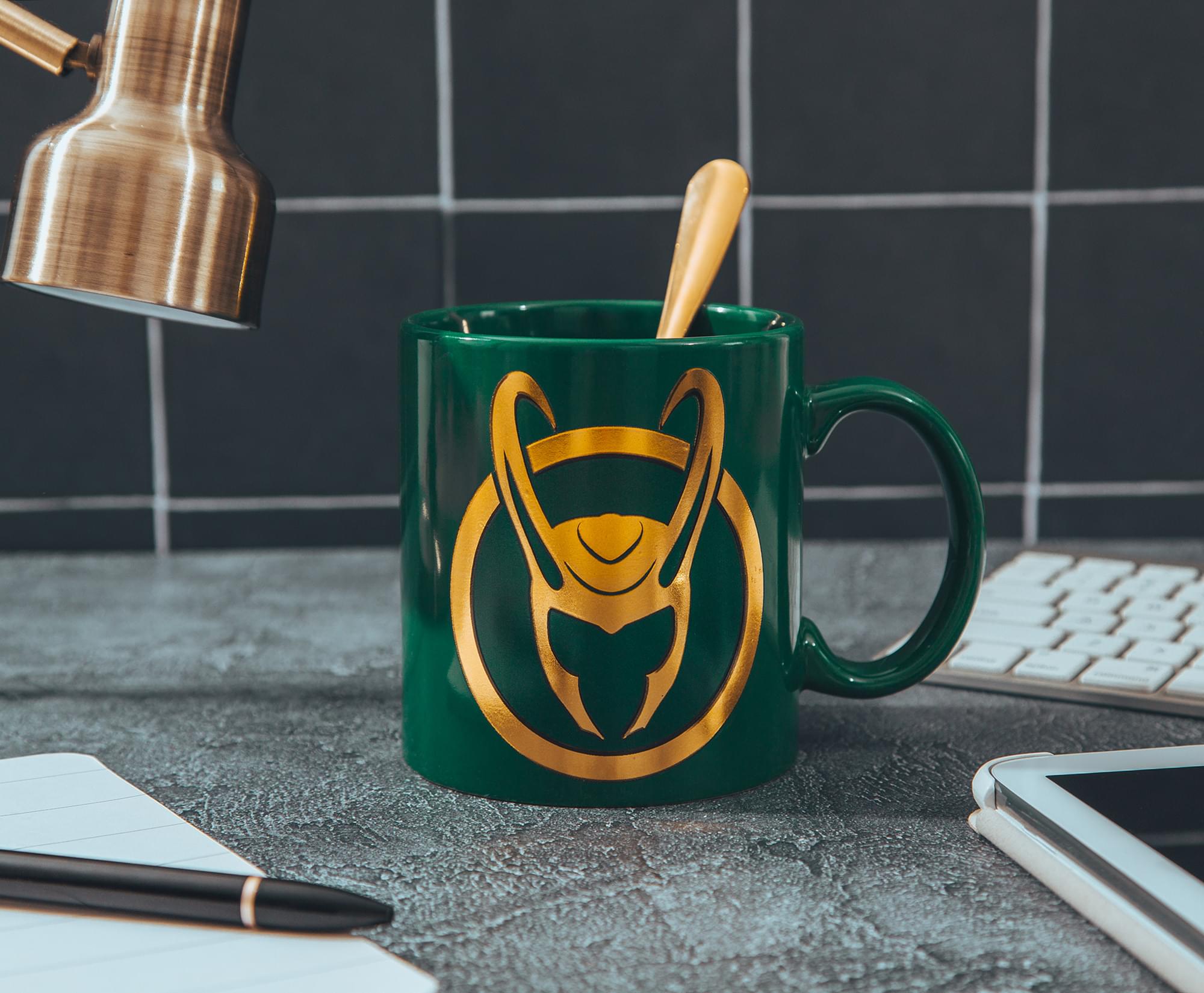 Loki-Inspired Foil Embossed Ceramic Mug - 20 Oz