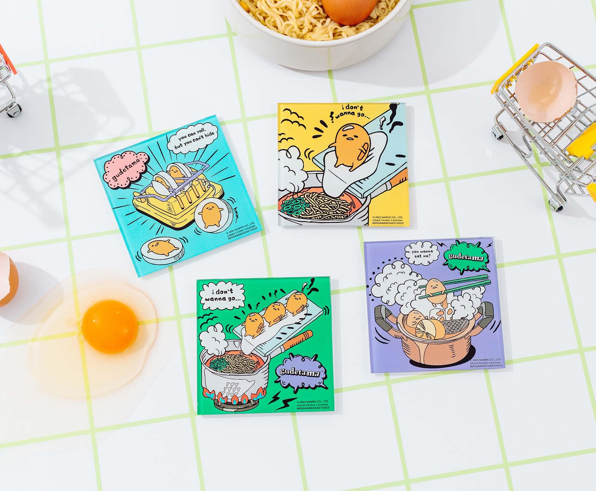 Sanrio Gudetama Glass Coasters - 4-Piece Set