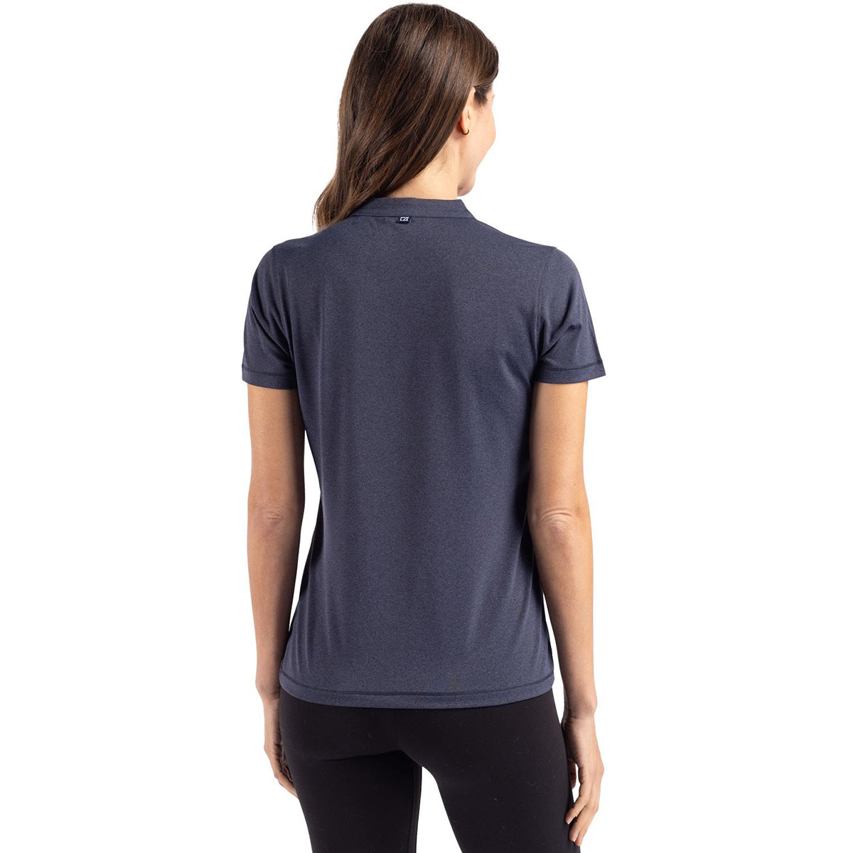 Cutter & Buck Women's Navy Blue Heathered Stretch Blade Top - Branding Dream