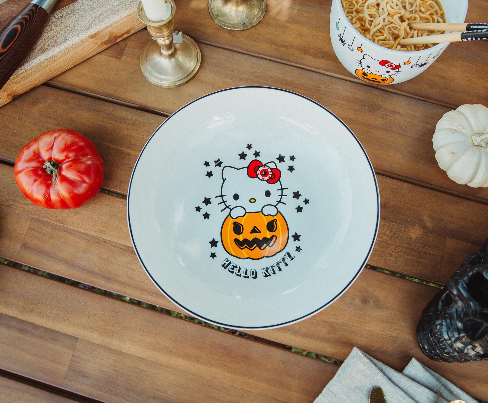 Sanrio's Enchanting Hello Kitty Pumpkin Boo 9-Inch Ceramic Dinner Bowl