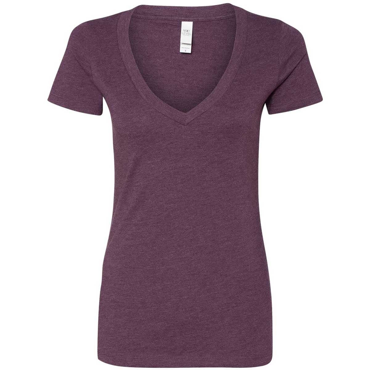 Elevate Your Style with Next Level Women's Plum CVC Deep V Tee