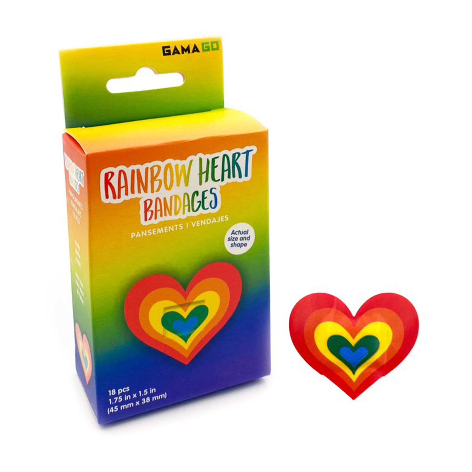 Adorable Rainbow Heart Adhesive Bandages - 18 Count