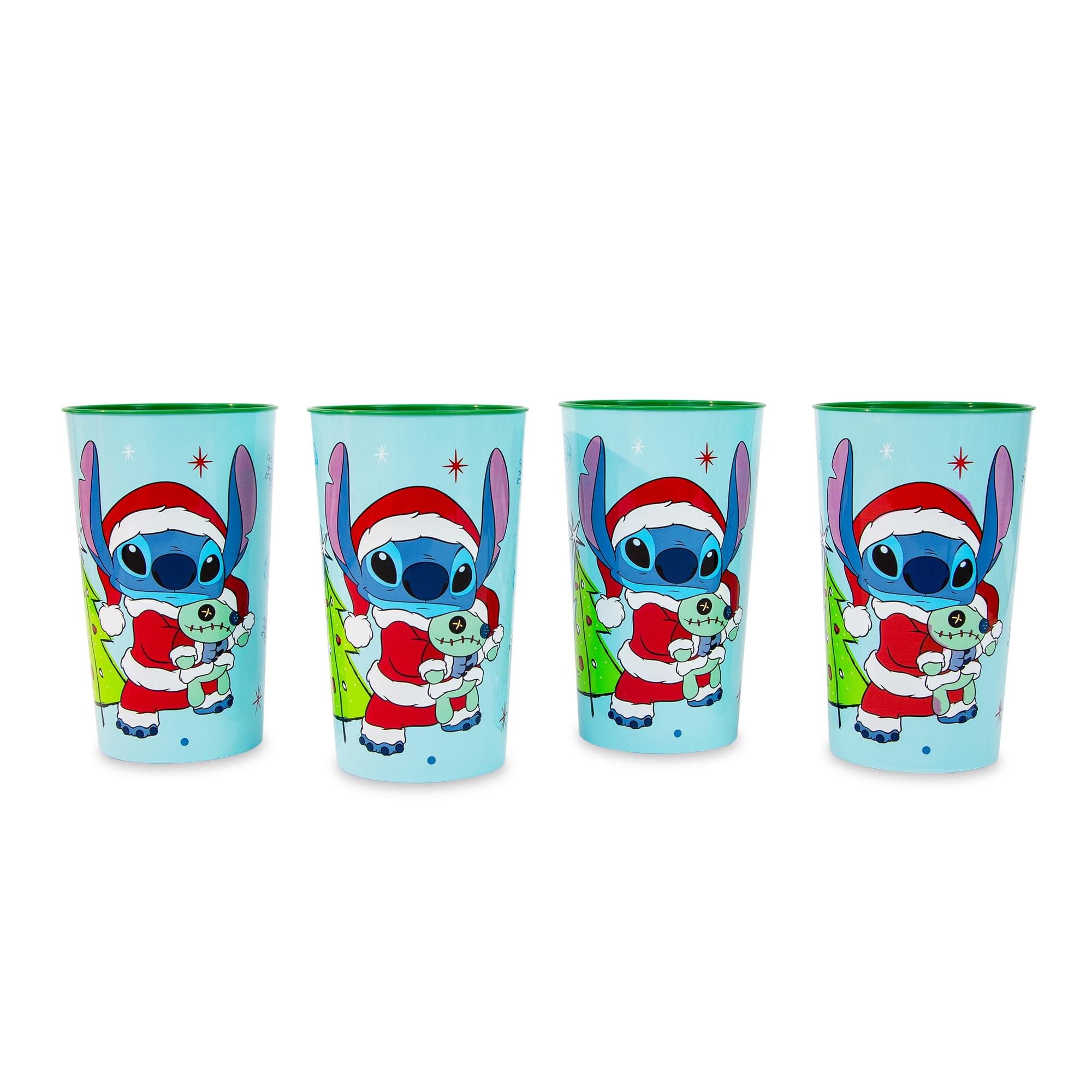 Disney Lilo & Stitch Santa Stitch 4-Piece 22-Ounce Plastic Cup Set