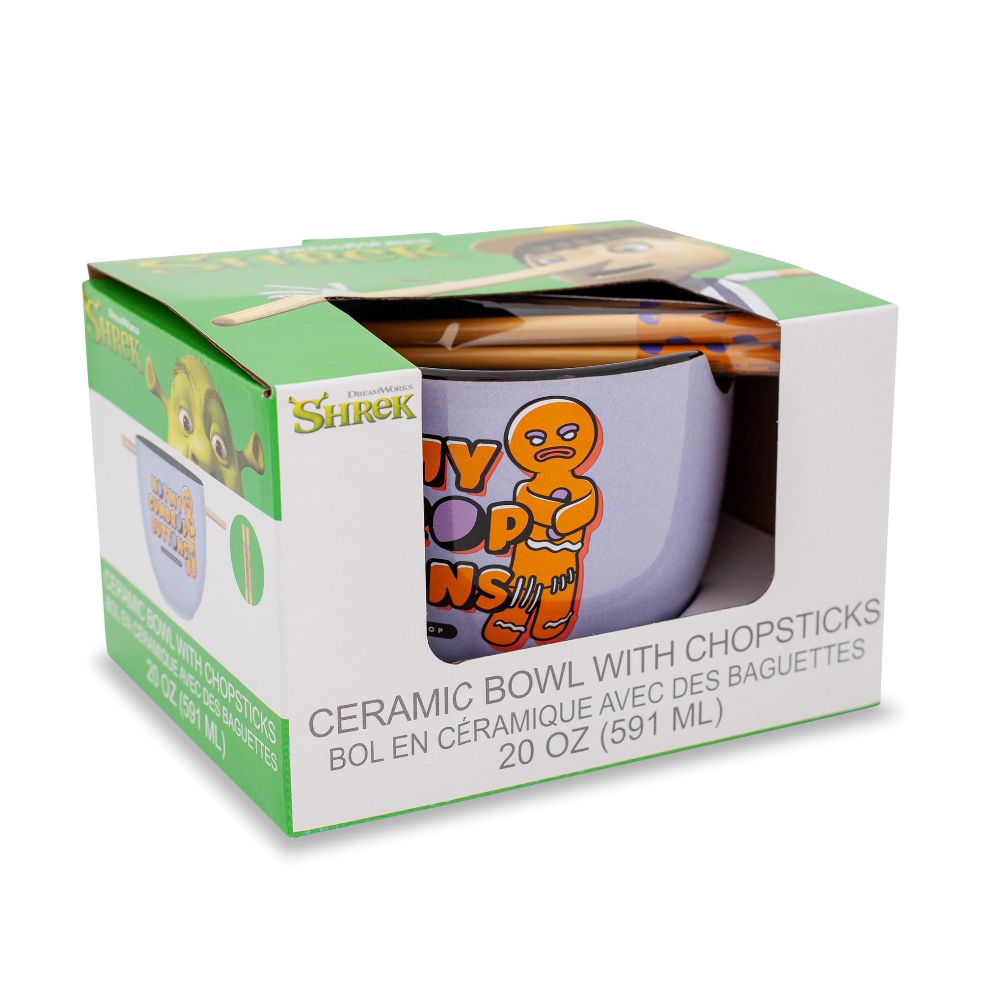 Shrek Gingerbread Man Ceramic Ramen Bowl & Chopstick Set - 20 Ounce