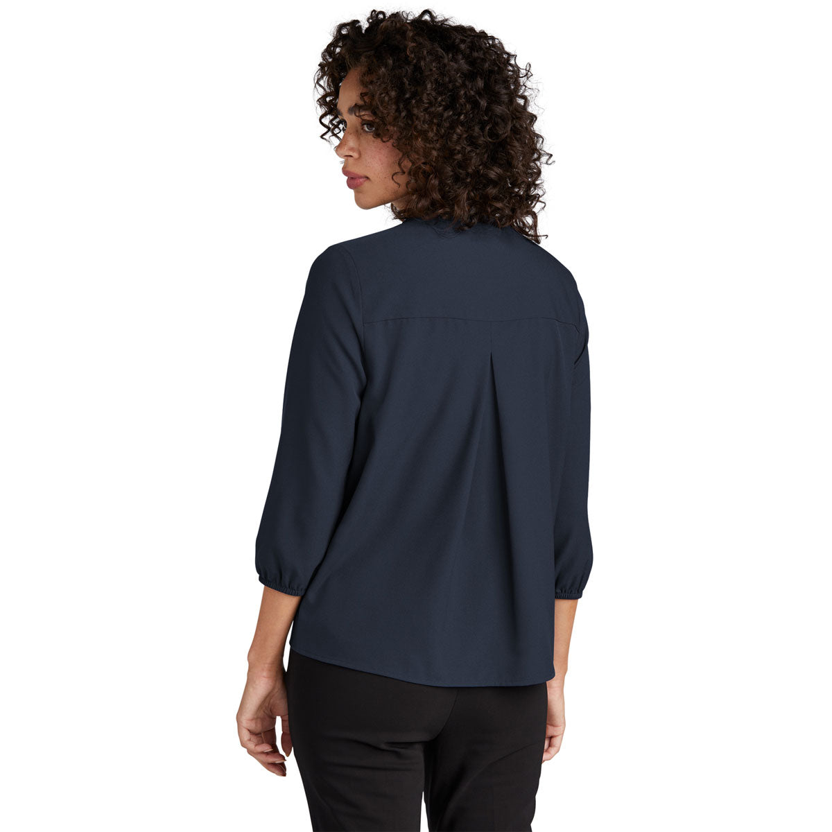 Mercer+Mettle Women's Elegant Navy Stretch Crepe 3/4 Sleeve Blouse