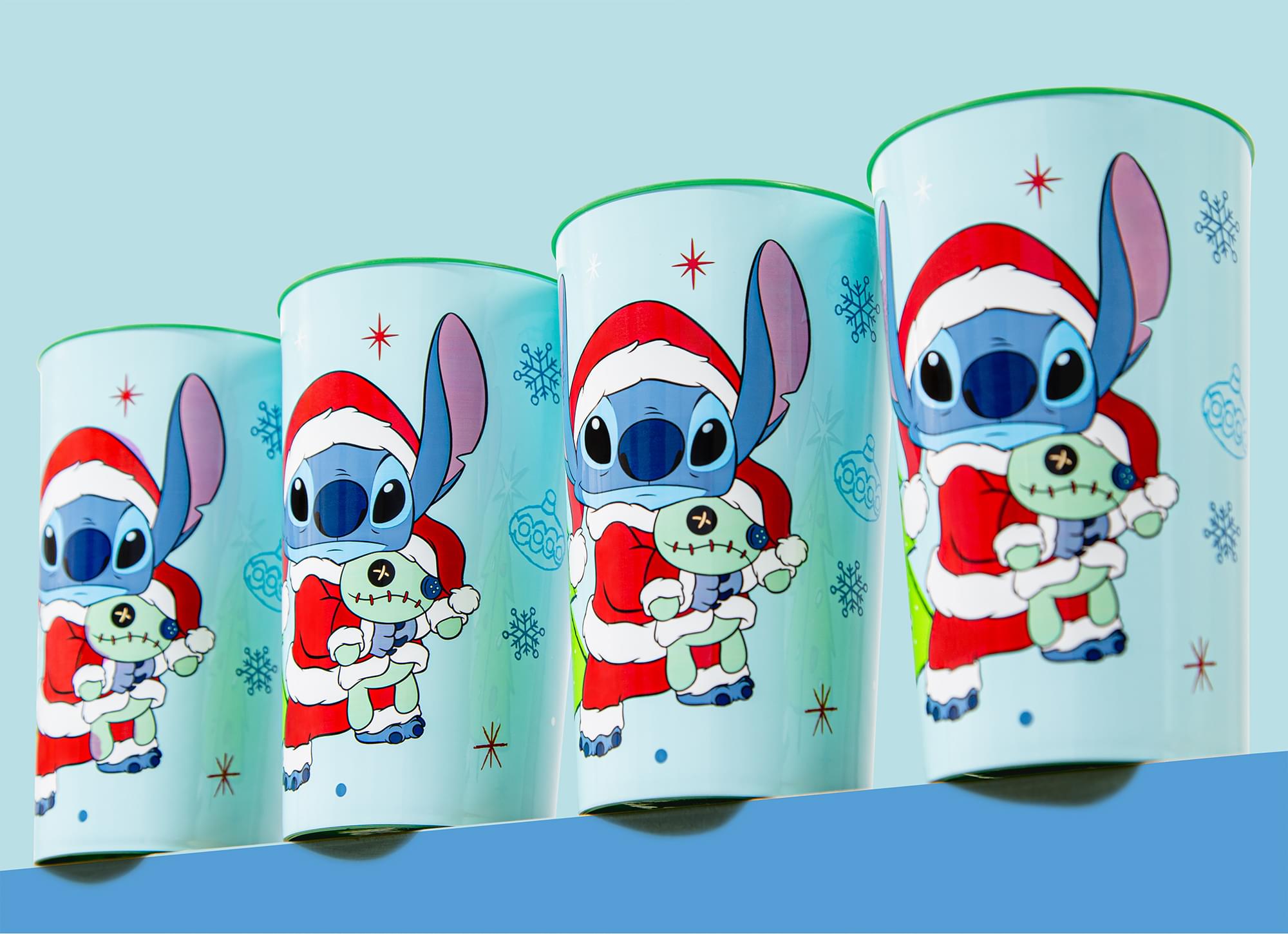 Disney Lilo & Stitch Santa Stitch 4-Piece 22-Ounce Plastic Cup Set