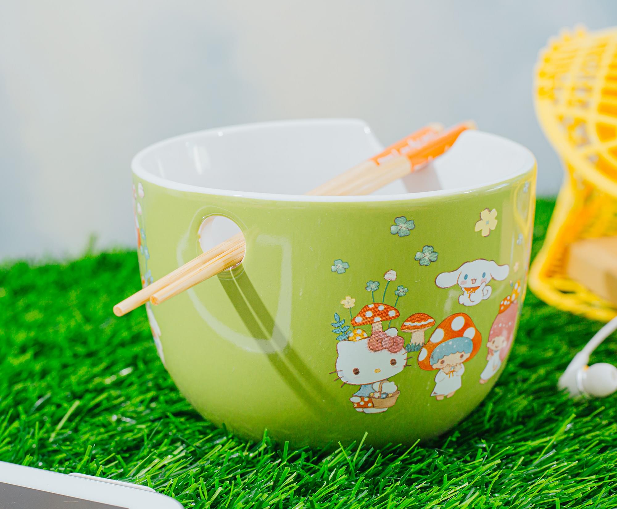 Sanrio's Enchanting Hello Kitty & Friends Mushroom Crew 20-Ounce Ceramic Ramen Bowl Set