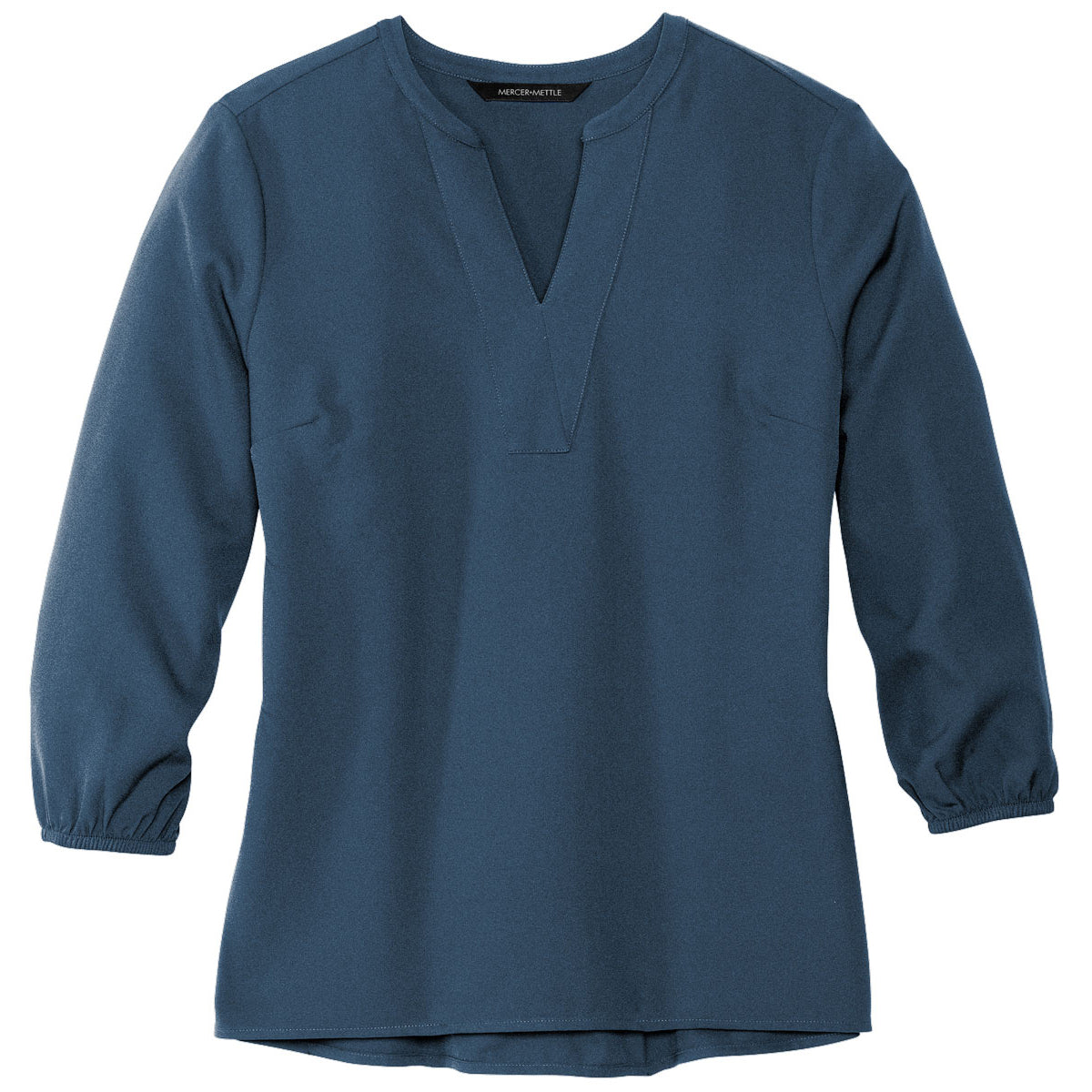Mercer+Mettle Women's Stunning Insignia Blue Stretch Crepe 3/4 Sleeve Blouse