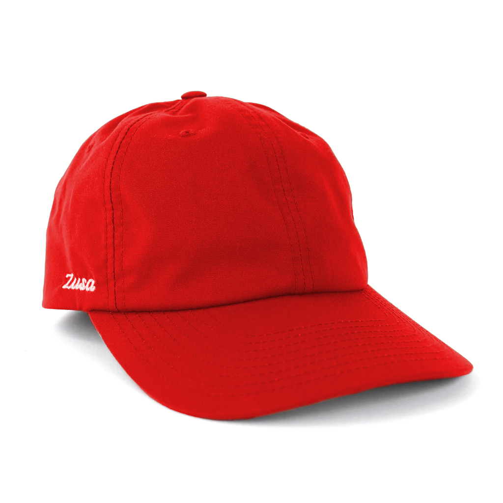 Zusa Red Staycationer Dad Cap - Your Brand's Sustainable Style Statement
