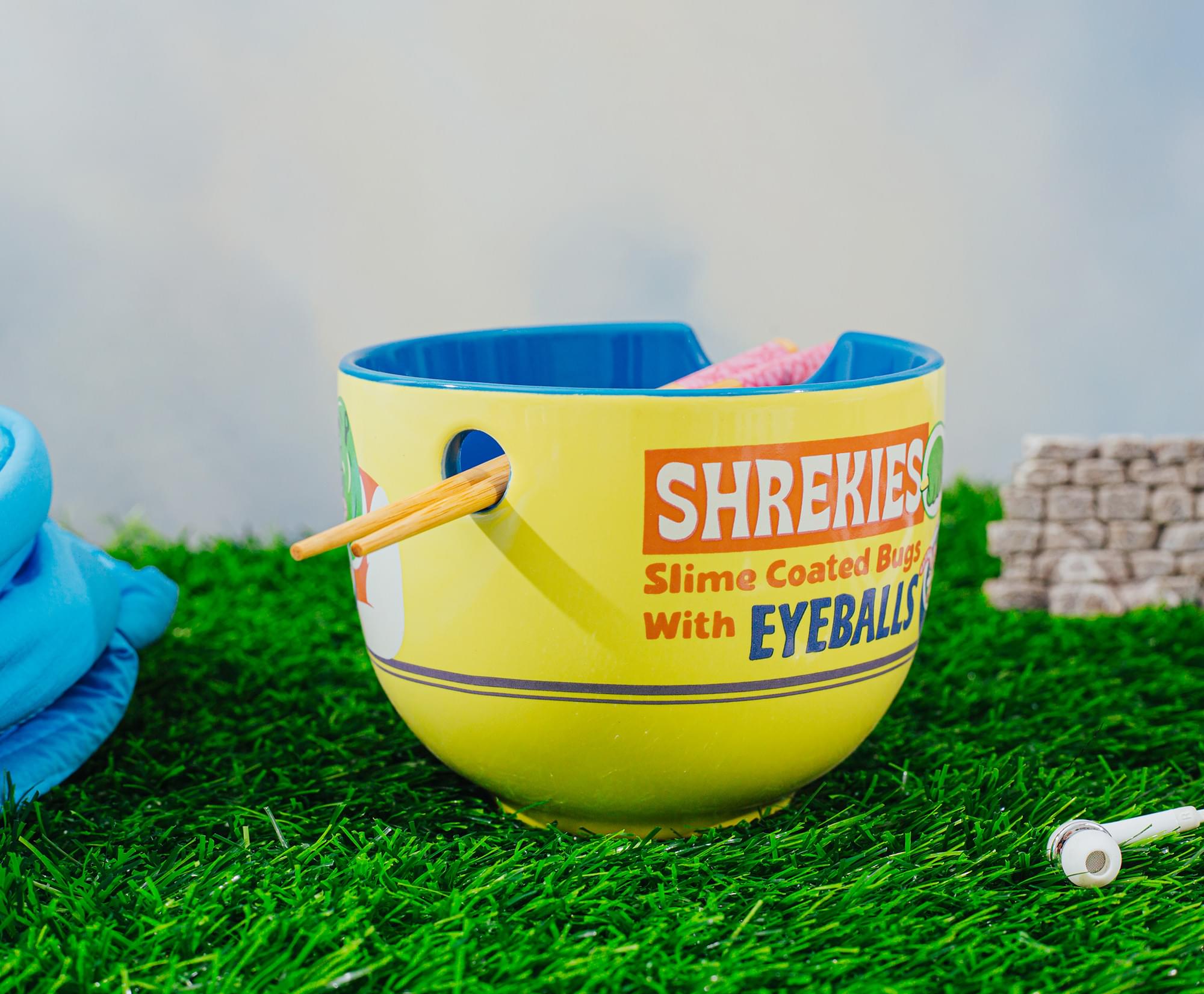 Shrek-Inspired Ramen Bowl & Chopstick Set with Shrekies Eyeballs Design