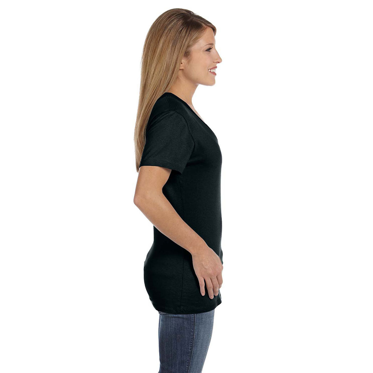 Hanes Women's Chic 4.5 oz. 100% Ringspun Cotton nano-T V-Neck T-Shirt