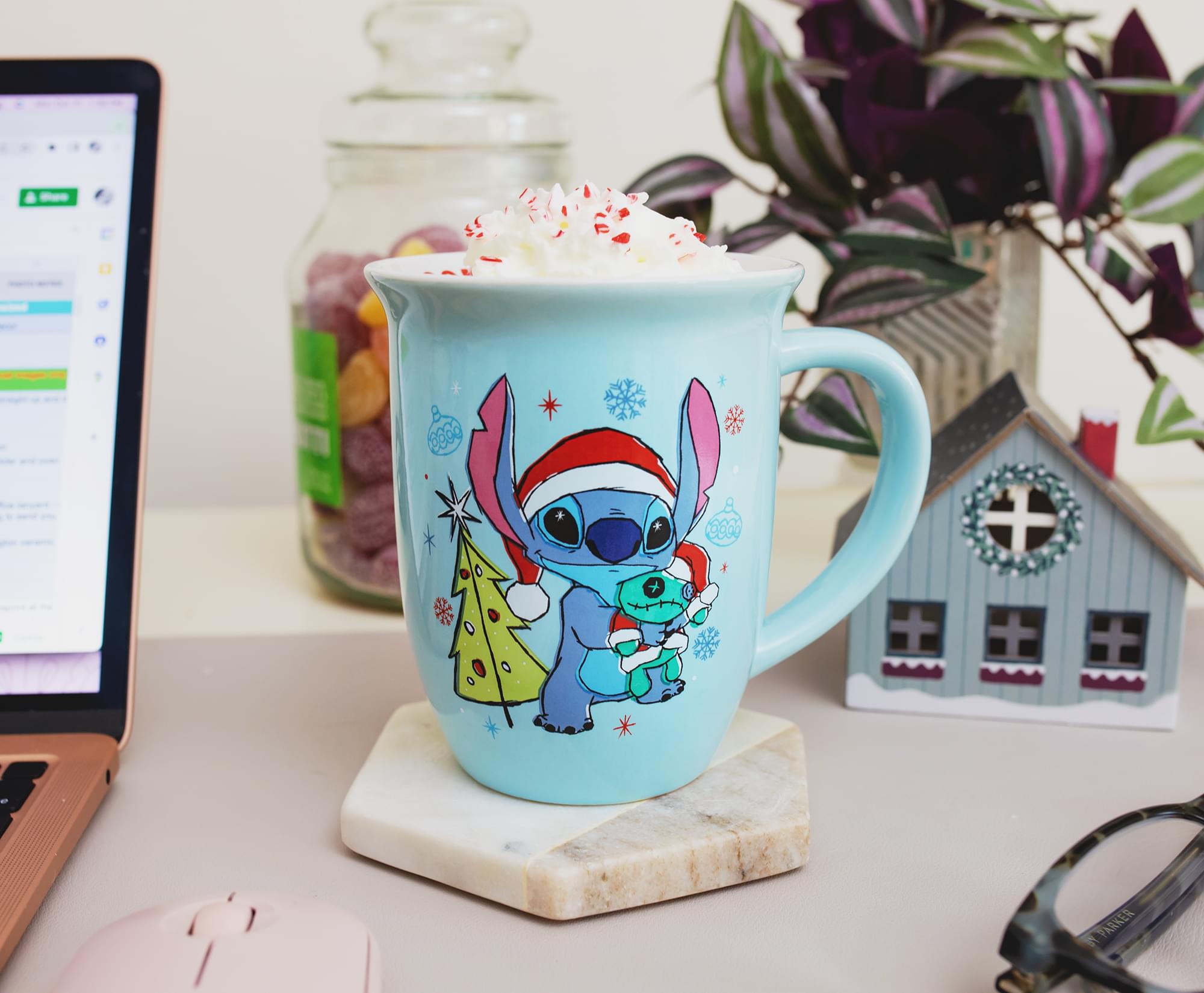 Disney Lilo & Stitch Christmas Ceramic Mug - 16 Ounces