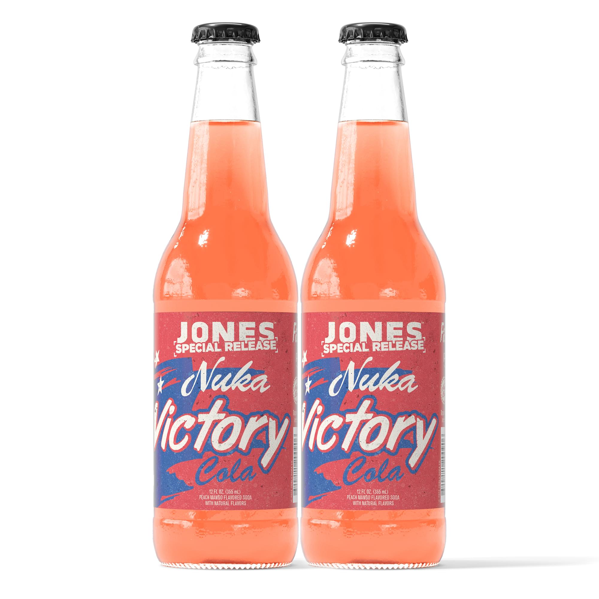 Fallout Jones Soda 12oz Nuka-Cola Victory Peach Mango Drink Set - 2 Pack
