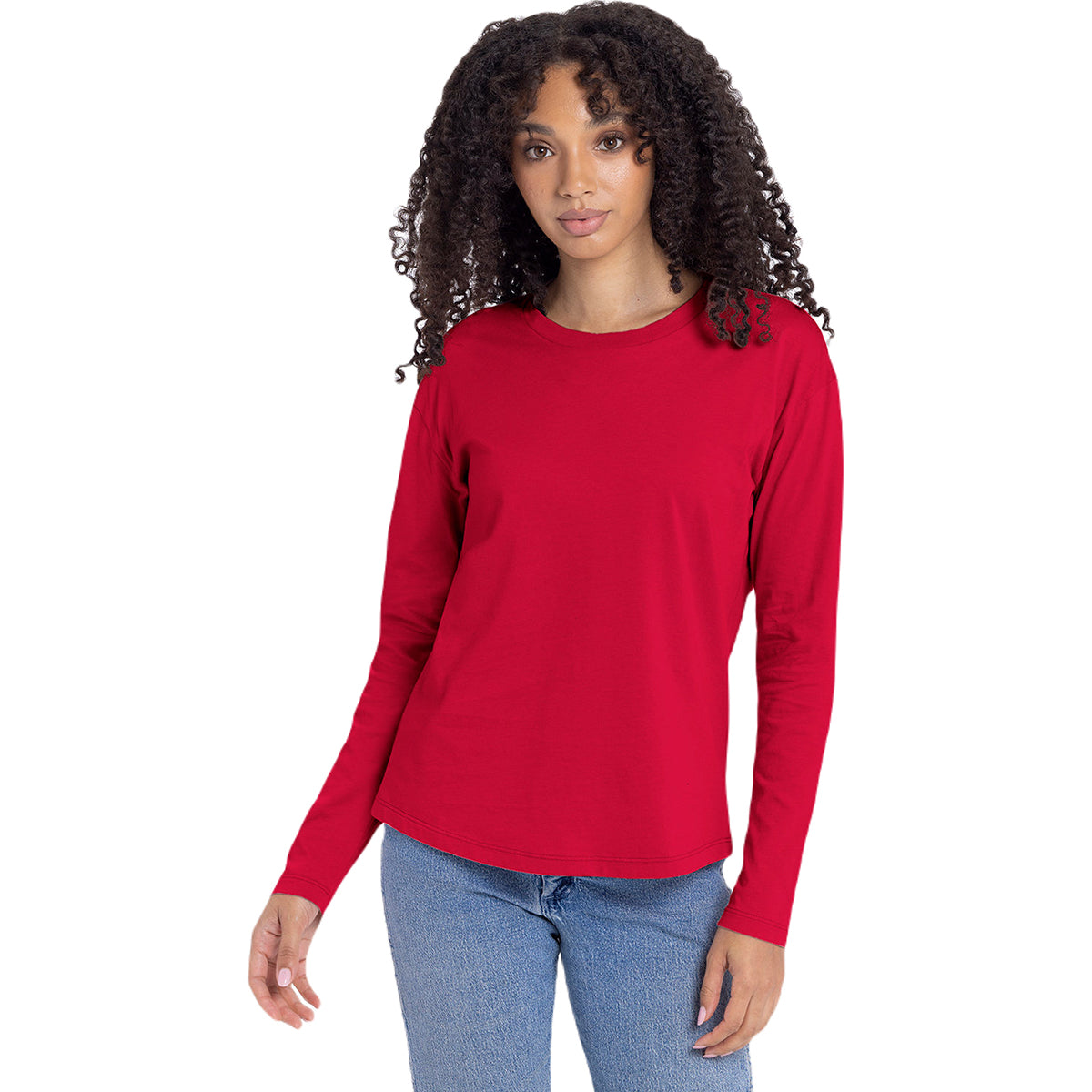 Next Level Apparel Women's Cozy Red Long Sleeve T-Shirt