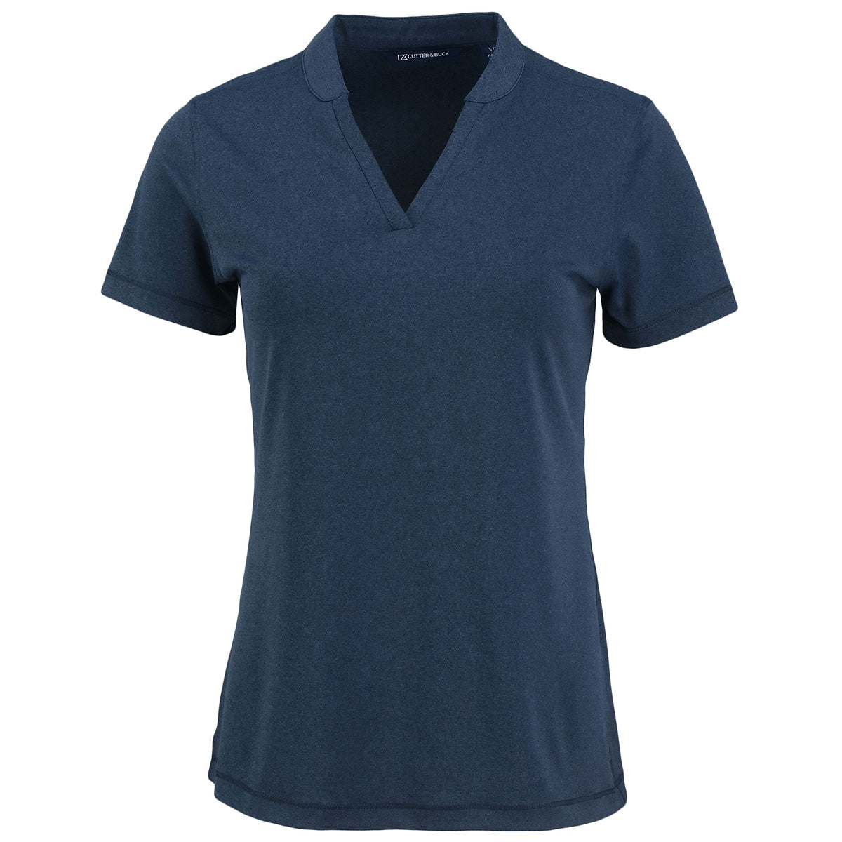 Cutter & Buck Women's Navy Blue Heathered Stretch Blade Top - Branding Dream