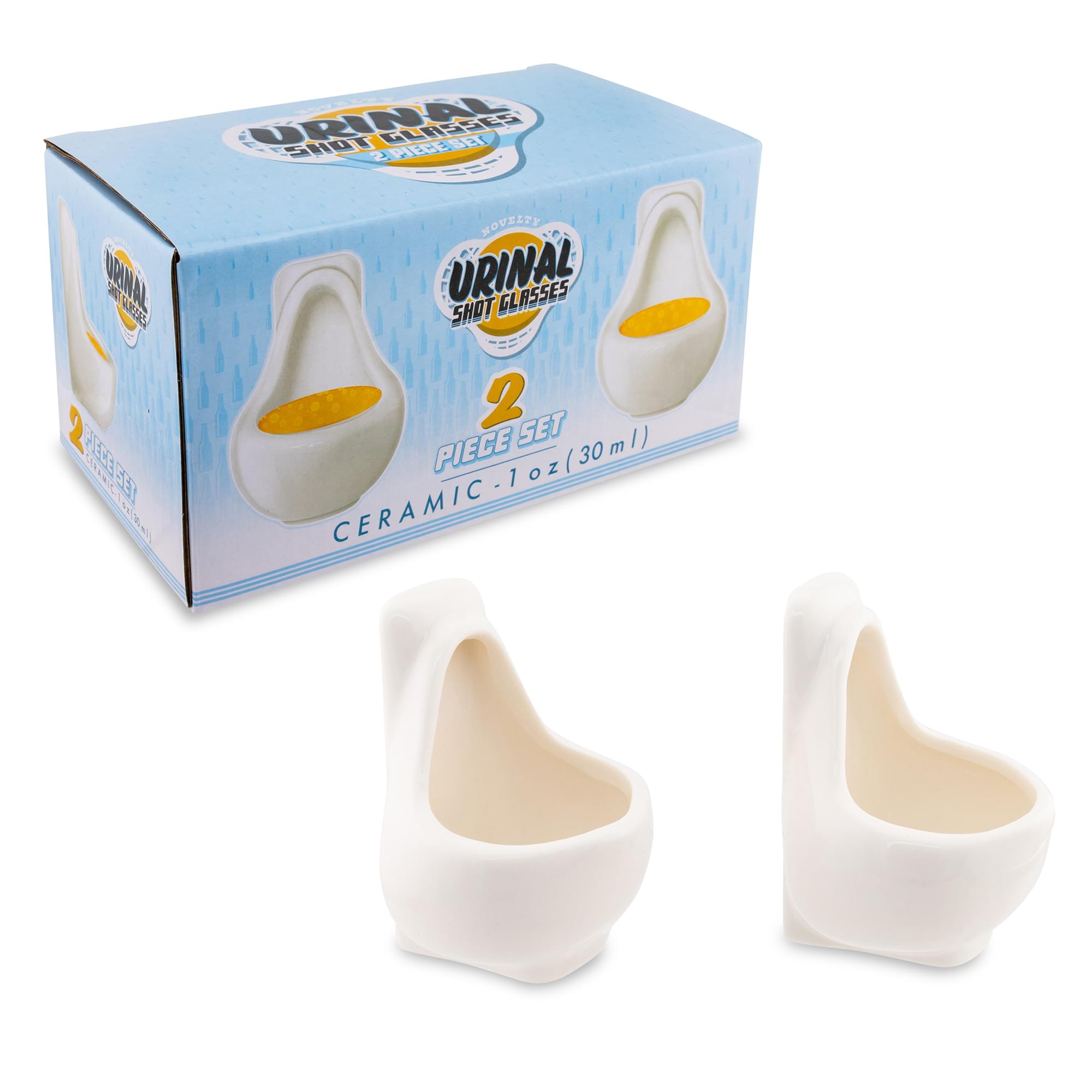 Hilarious 1-Ounce Ceramic Urinal-Shaped Shot Glasses Set of 2