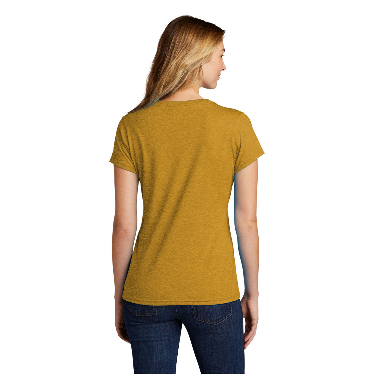 Port & Company Women's Tri-Blend V-Neck Tee - Ochre Yellow Heather